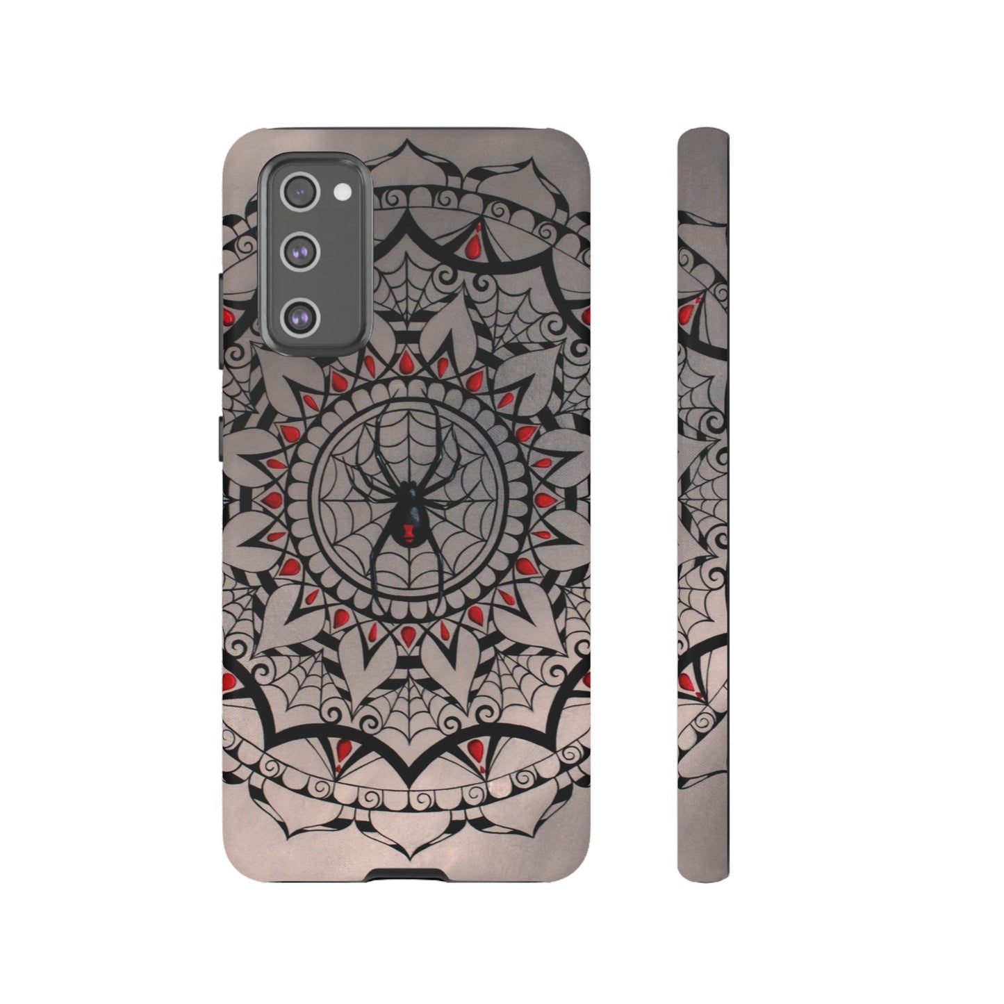 Mandala Spider Tough Phone Case - Gothic Red & Black Protective Cover