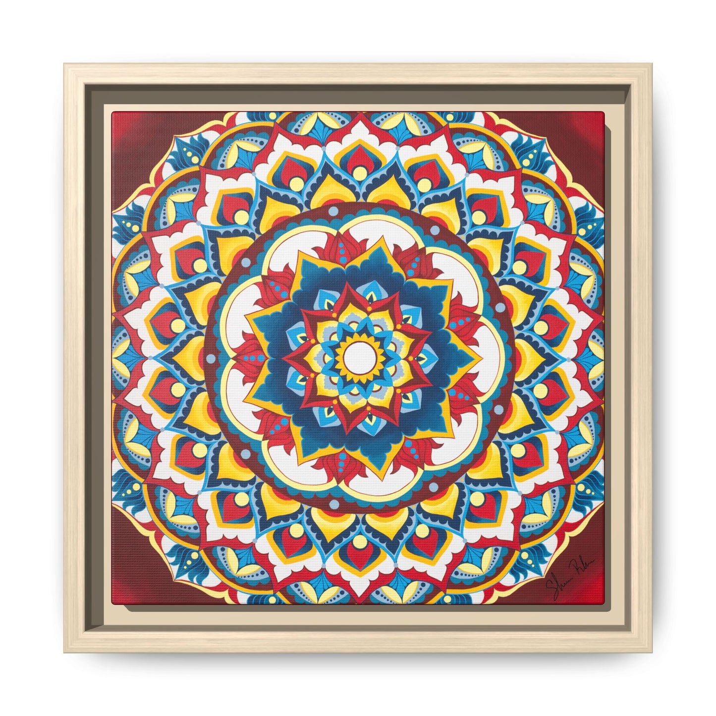 Azul Morning Mandala Matte Canvas Framed Wall Art