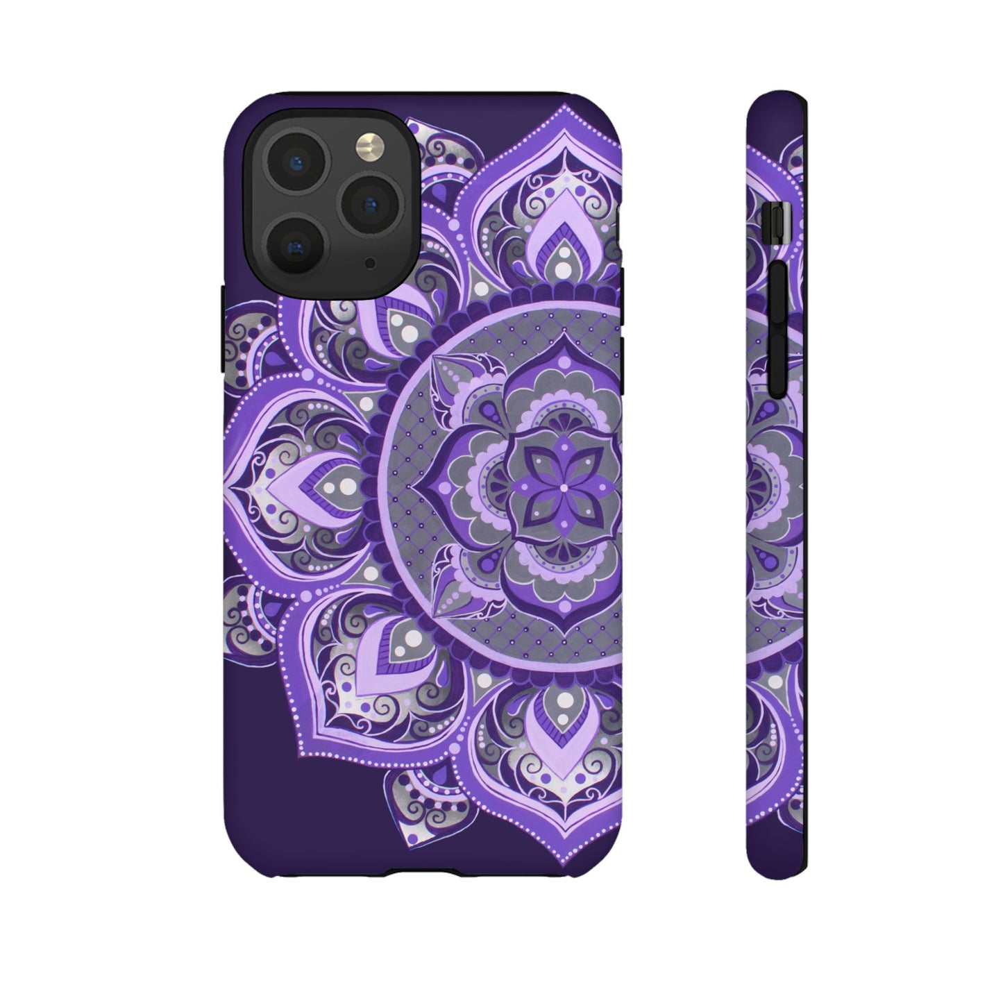 Purple Mandala Tough Phone Case — Protective Floral Boho Phone Cover