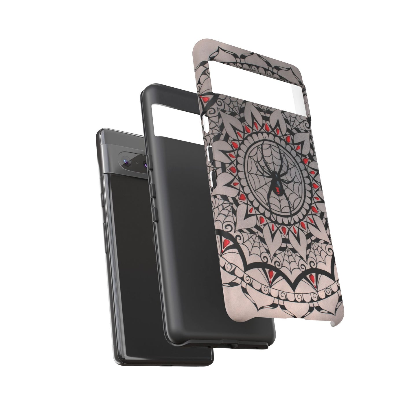 Mandala Spider Tough Phone Case - Gothic Red & Black Protective Cover