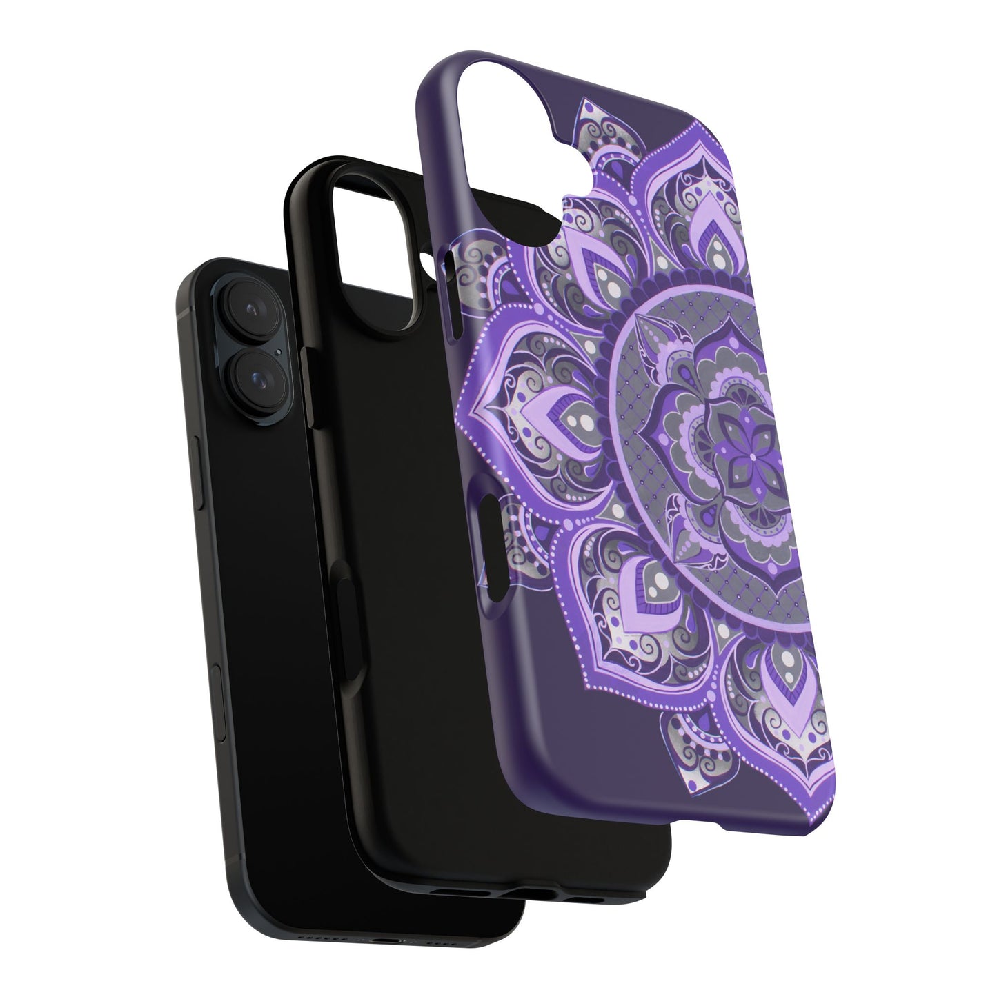 Purple Mandala Tough Phone Case — Protective Floral Boho Phone Cover