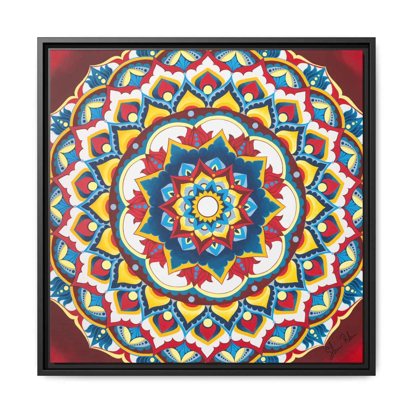 Azul Morning Mandala Matte Canvas Framed Wall Art