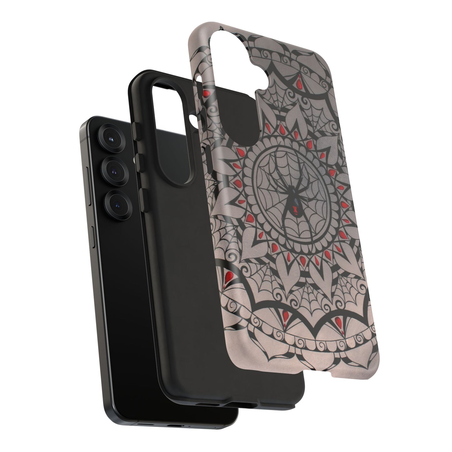 Mandala Spider Tough Phone Case - Gothic Red & Black Protective Cover
