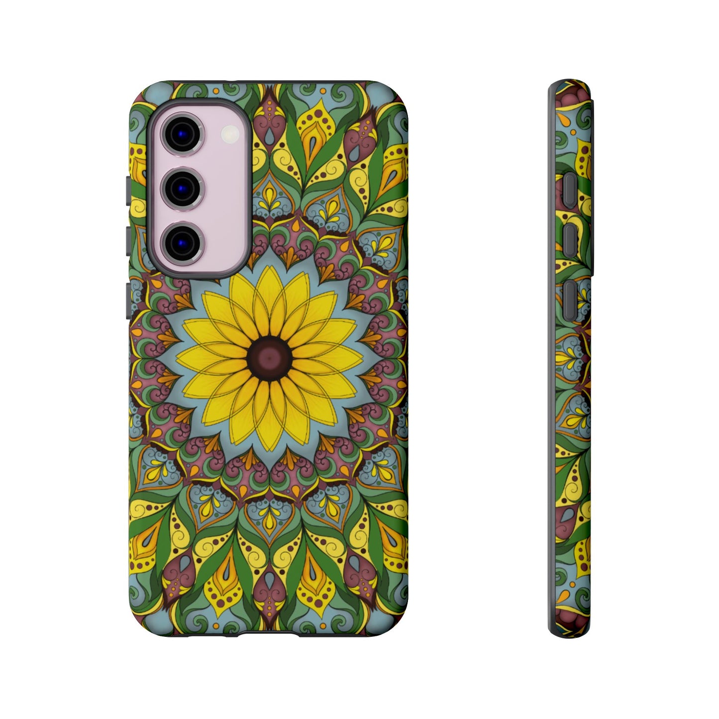 "Black Eyed Susan" Mandala Phone Case — Floral Boho Tough Case