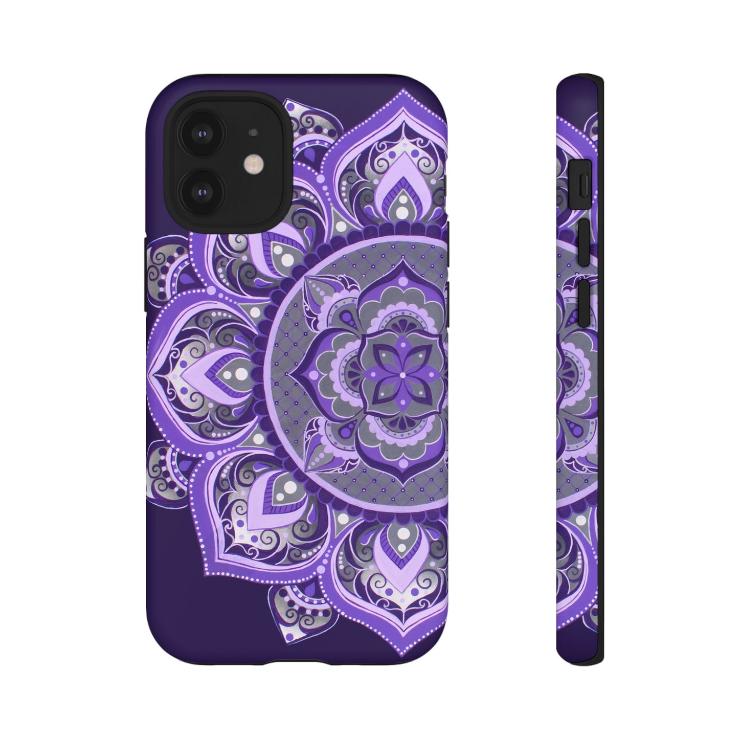 Purple Mandala Tough Phone Case — Protective Floral Boho Phone Cover