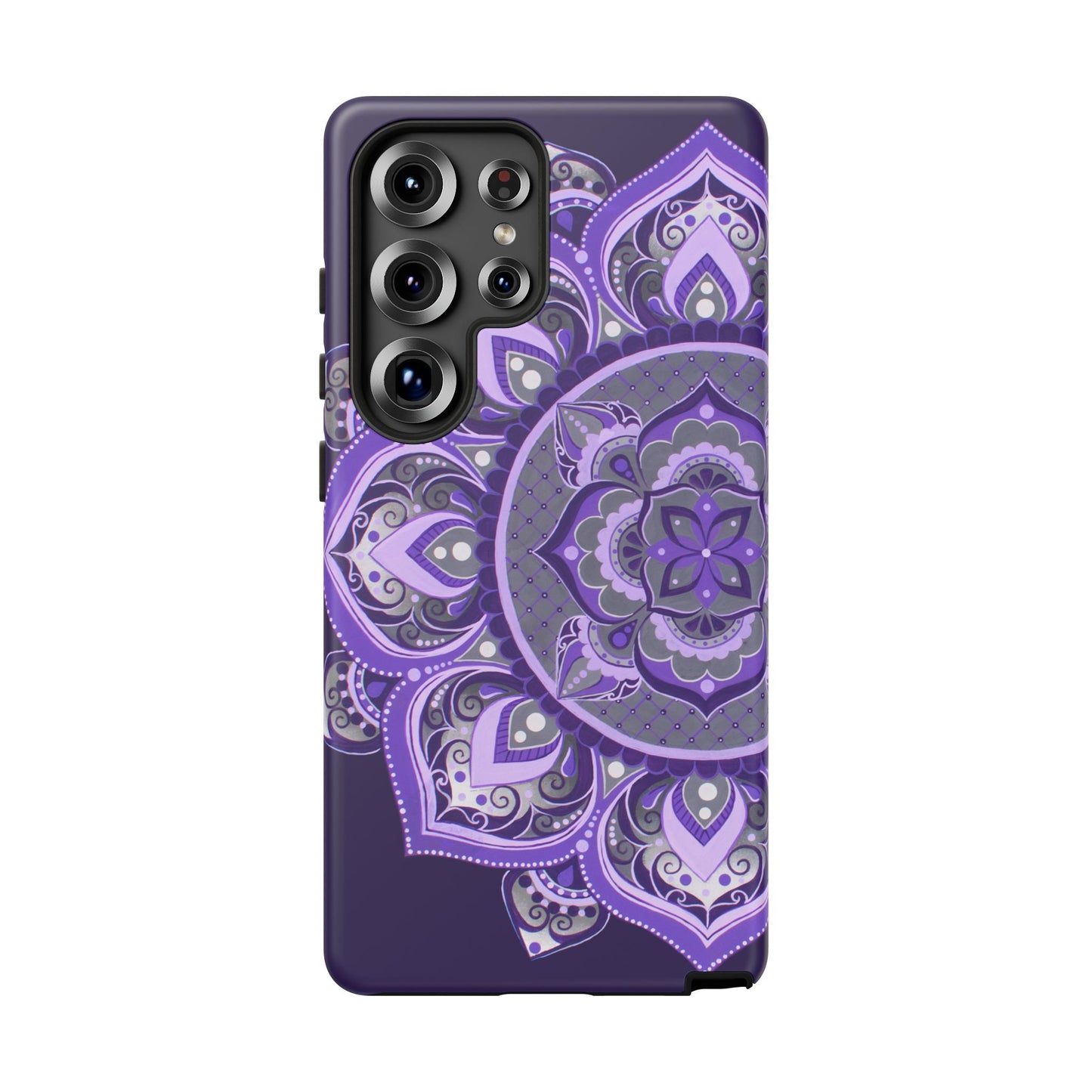 Purple Mandala Tough Phone Case — Protective Floral Boho Phone Cover