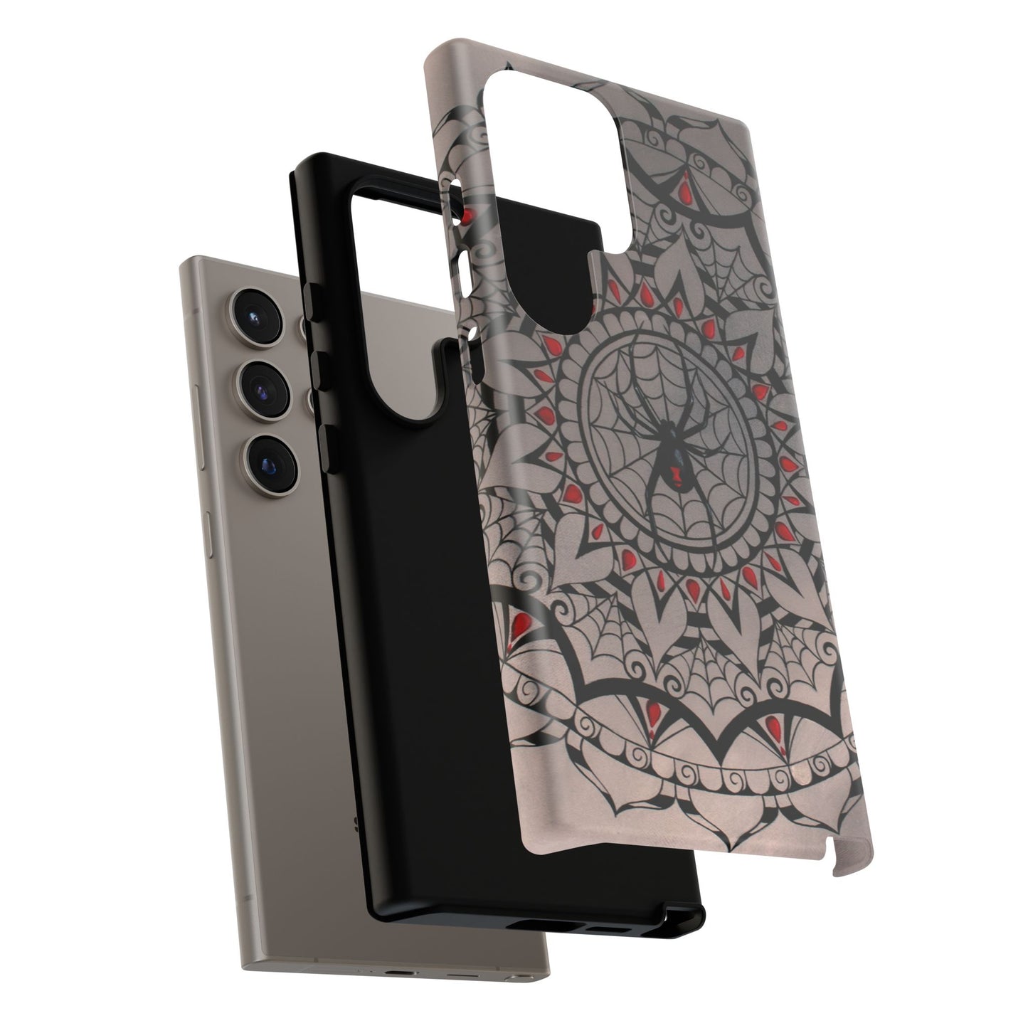 Mandala Spider Tough Phone Case - Gothic Red & Black Protective Cover