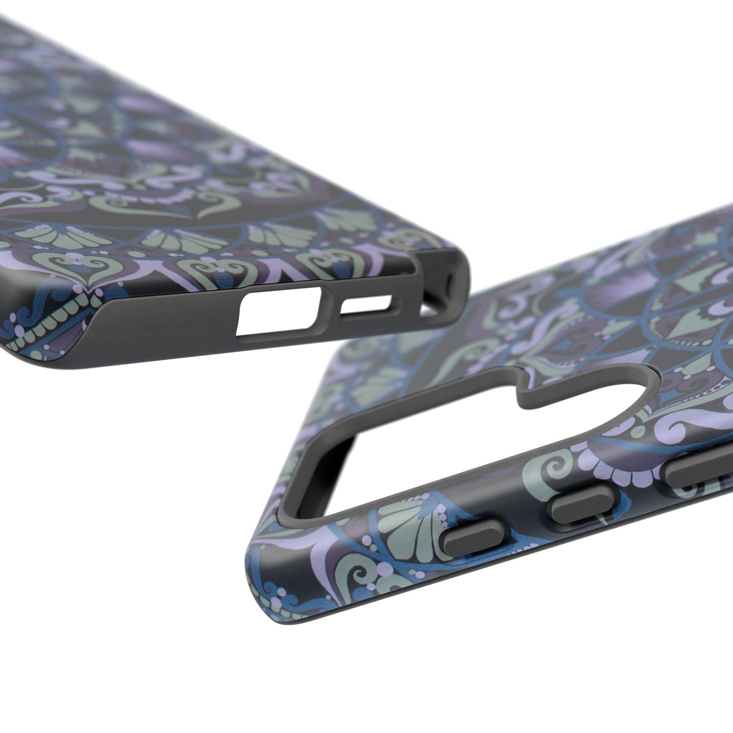 "Wisteria Bloom" Mandala Floral Tough Phone Case — Purple Blue Boho Protective Cover