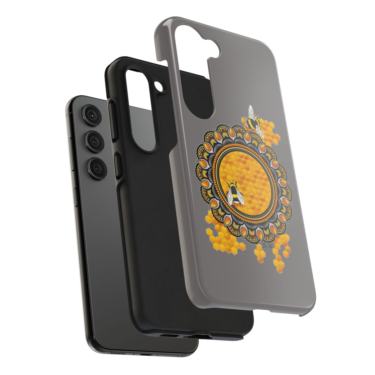 Bee Honeycomb Mandala Tough Phone Case — Artisan Honey Bees Protective Cover