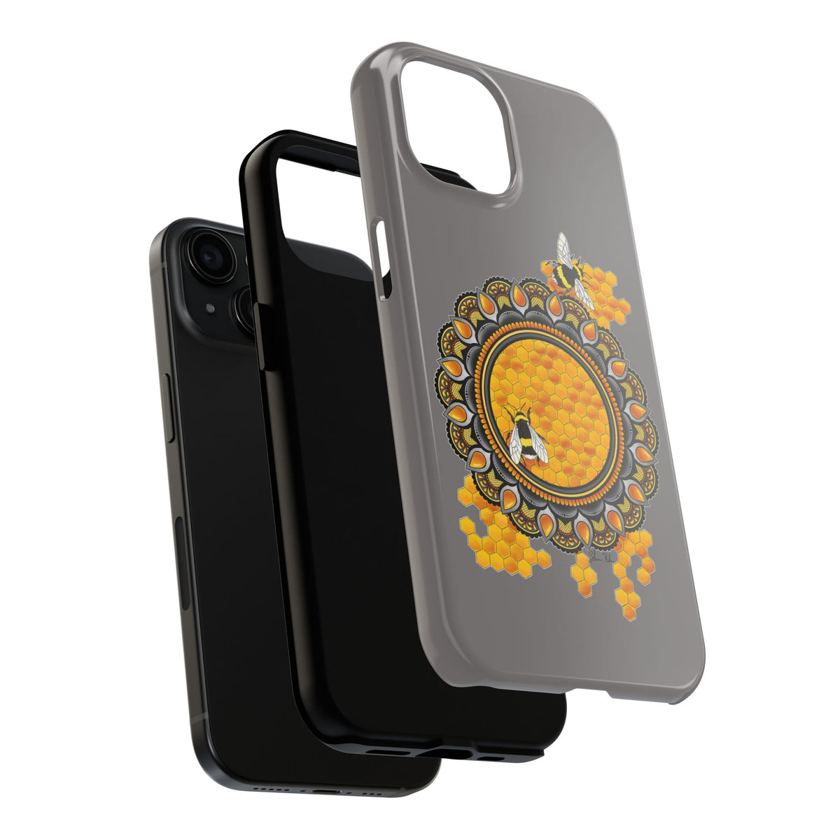 Bee Honeycomb Mandala Tough Phone Case — Artisan Honey Bees Protective Cover