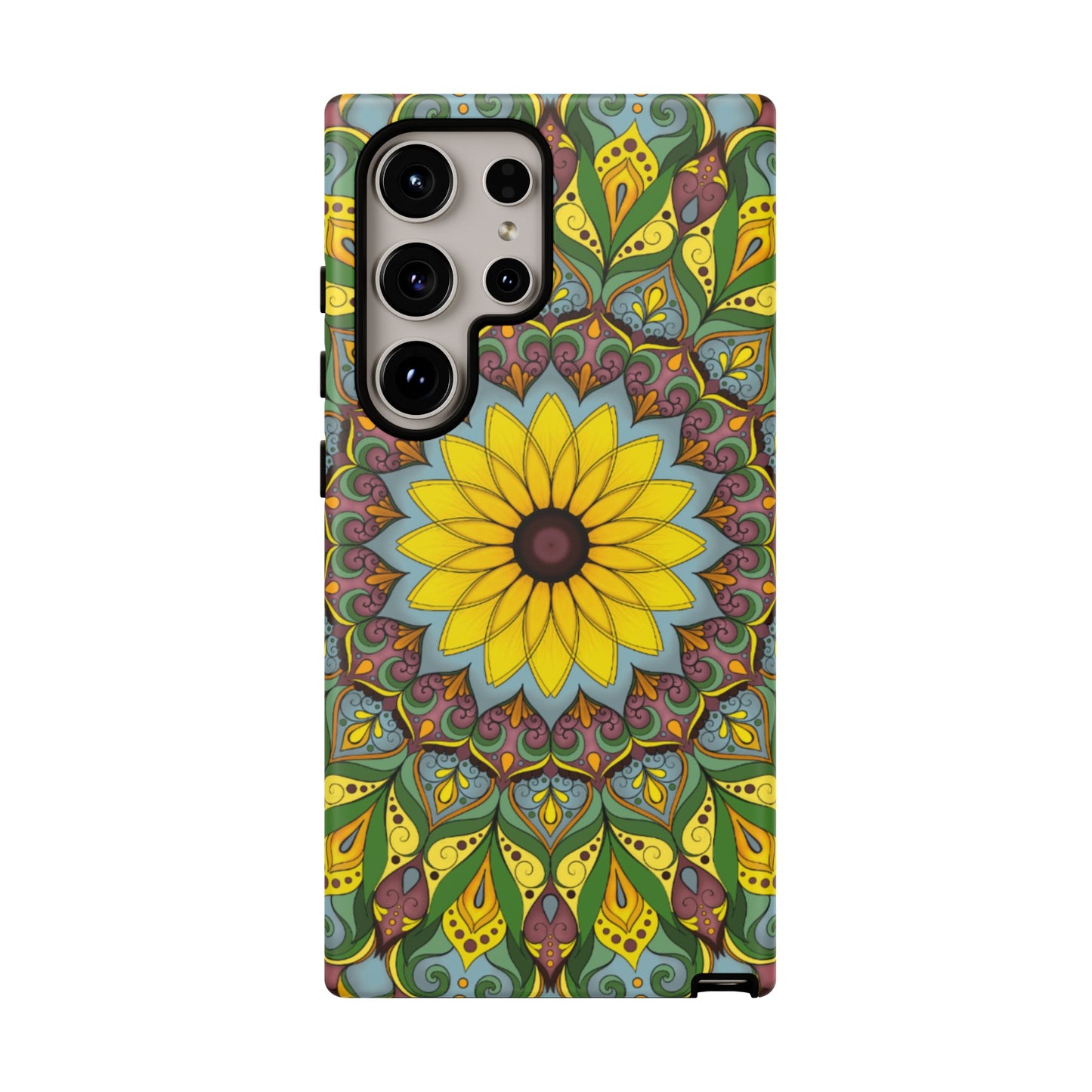"Black Eyed Susan" Mandala Phone Case — Floral Boho Tough Case