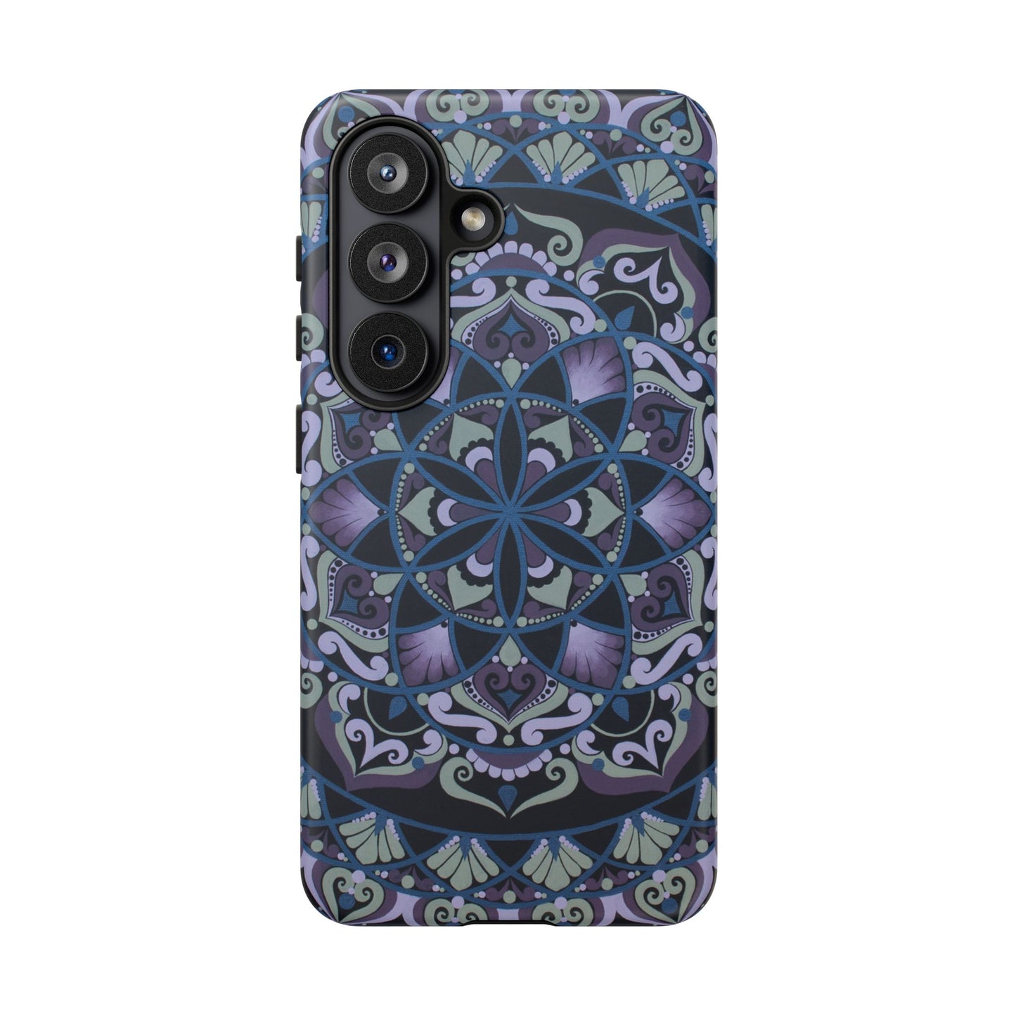 "Wisteria Bloom" Mandala Floral Tough Phone Case — Purple Blue Boho Protective Cover