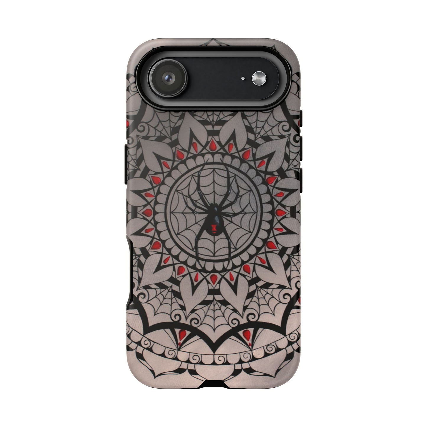 Mandala Spider Tough Phone Case - Gothic Red & Black Protective Cover
