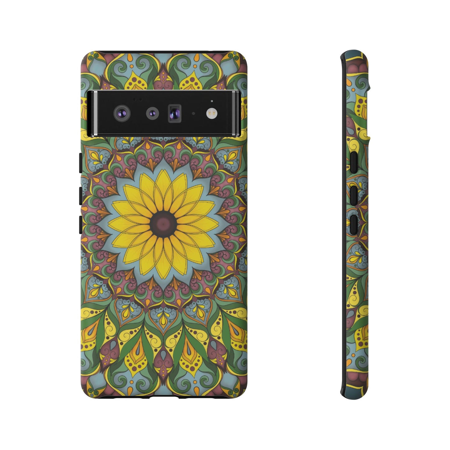 "Black Eyed Susan" Mandala Phone Case — Floral Boho Tough Case