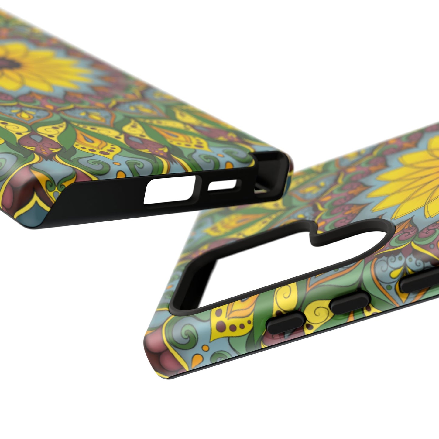 "Black Eyed Susan" Mandala Phone Case — Floral Boho Tough Case