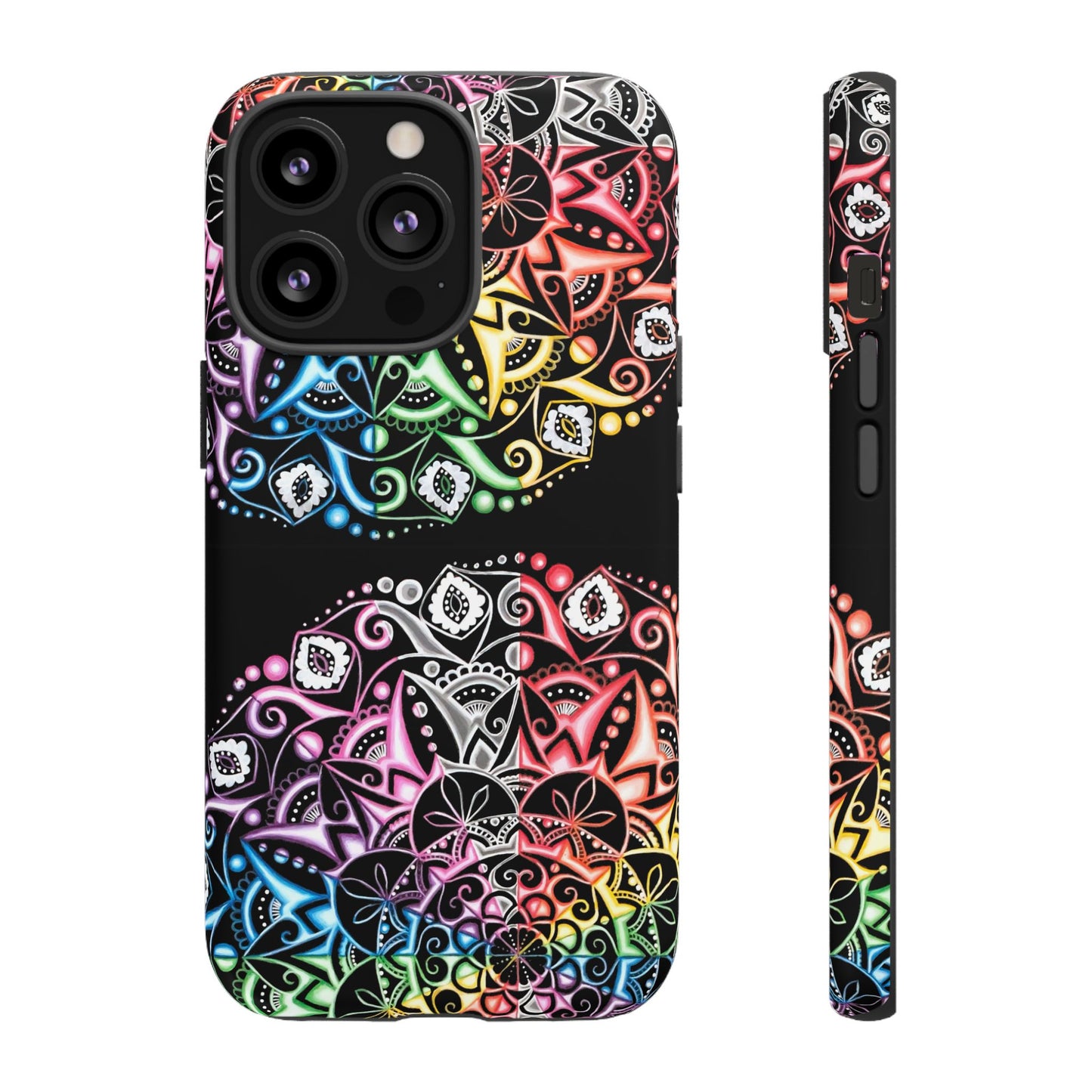 Mandala Rainbow Tough Phone Case — Colorful Boho Protective Case