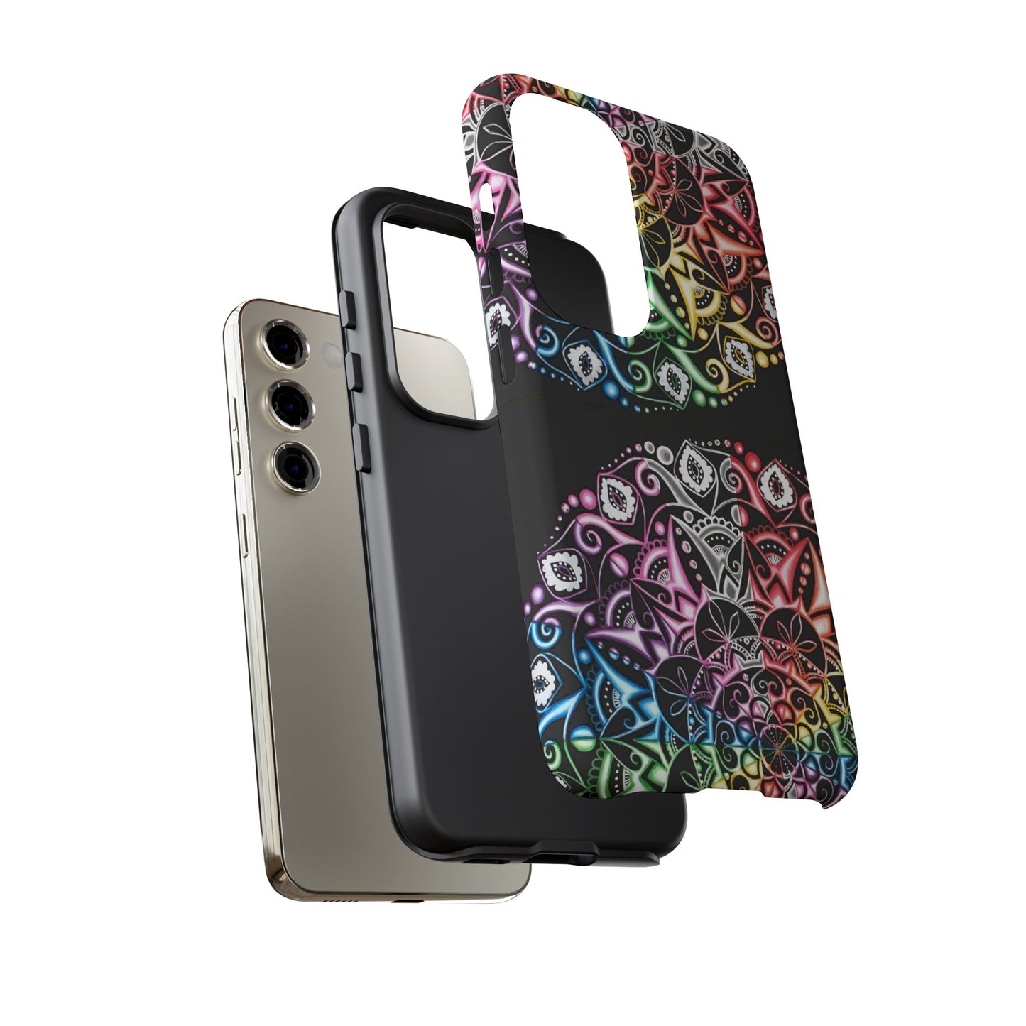 Mandala Rainbow Tough Phone Case — Colorful Boho Protective Case