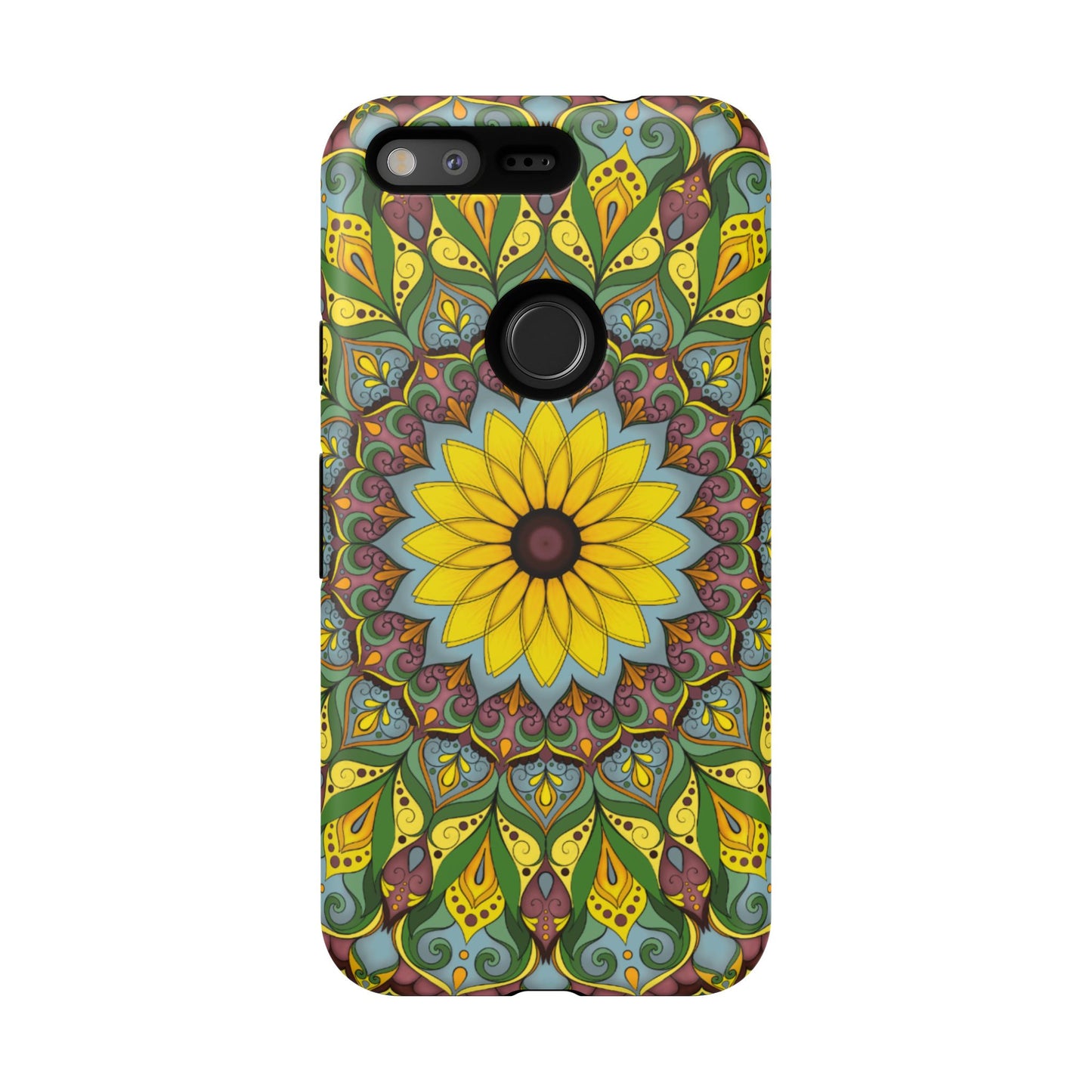 "Black Eyed Susan" Mandala Phone Case — Floral Boho Tough Case