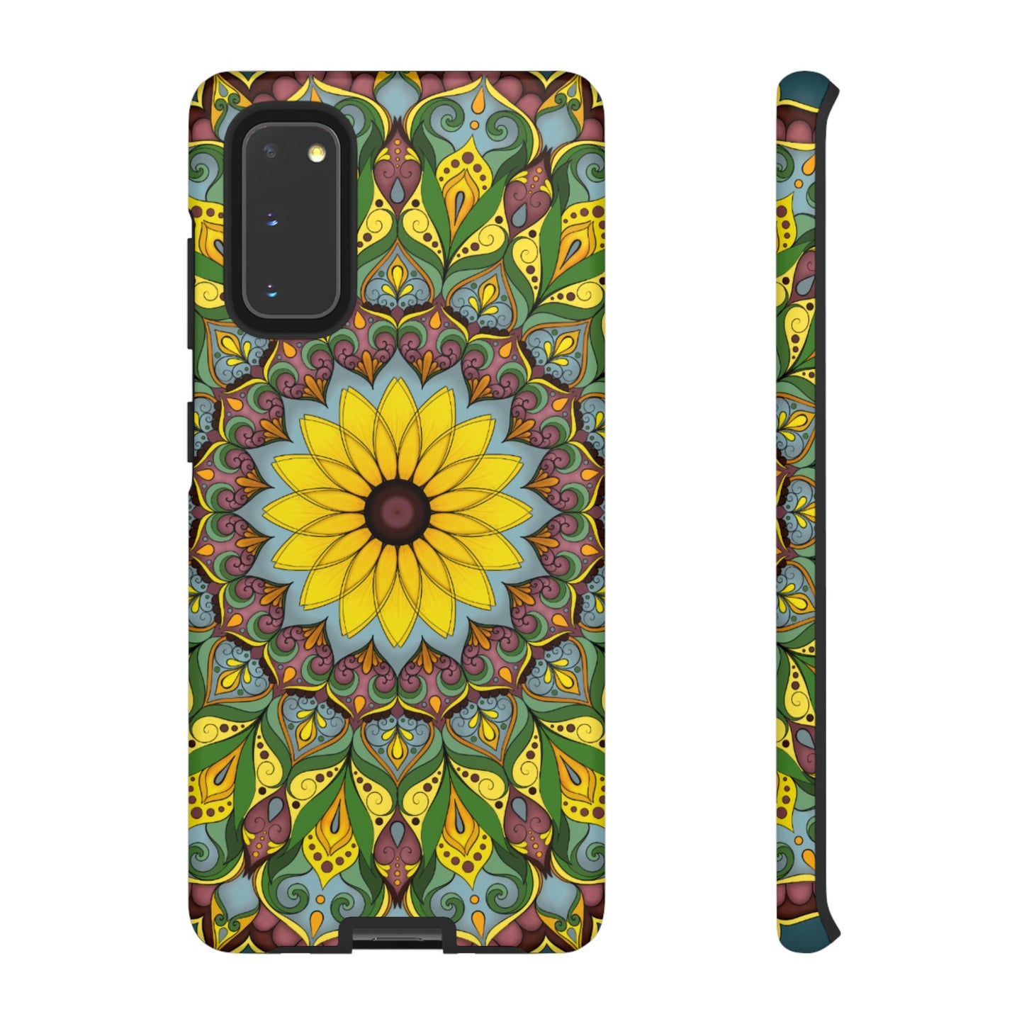 "Black Eyed Susan" Mandala Phone Case — Floral Boho Tough Case
