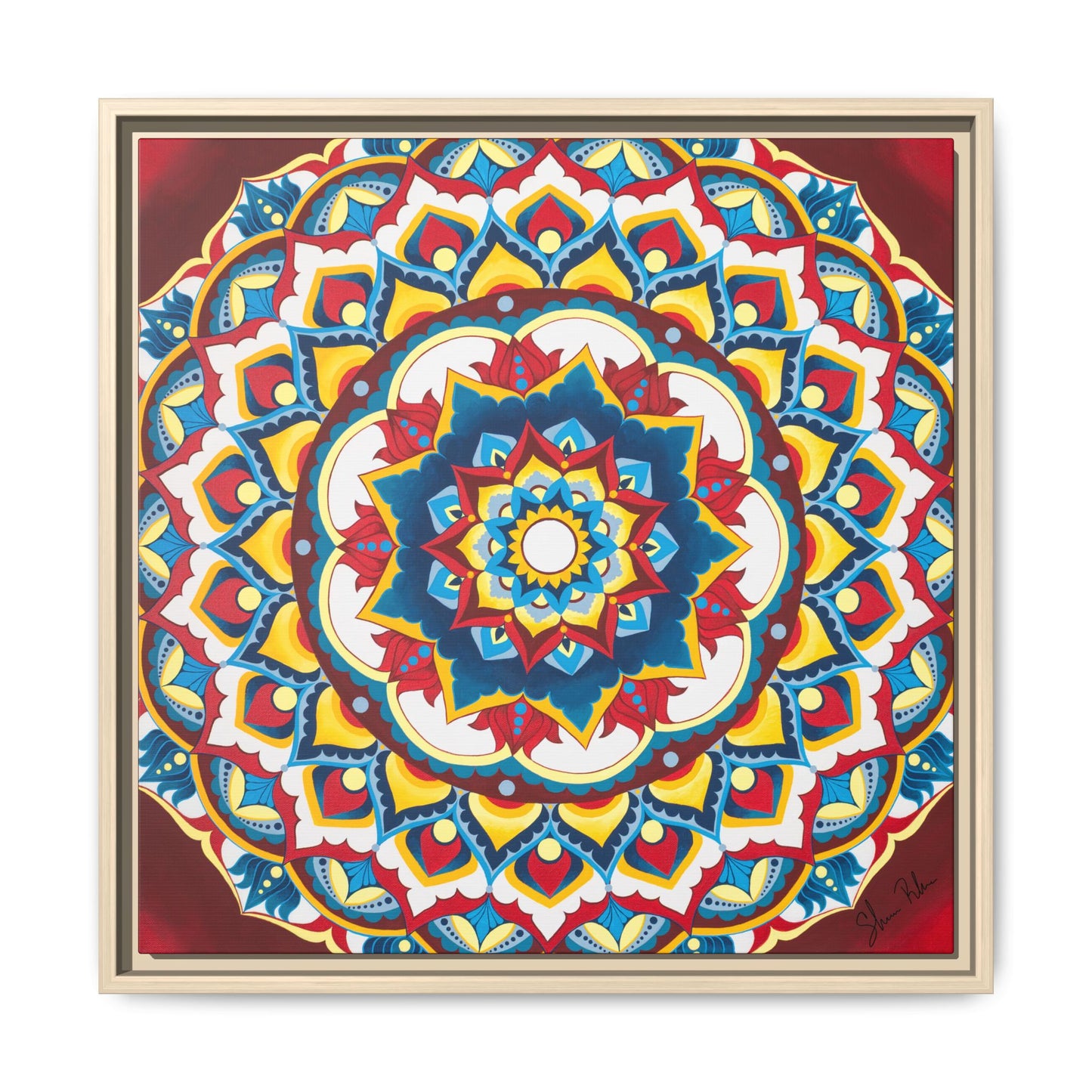 Azul Morning Mandala Matte Canvas Framed Wall Art