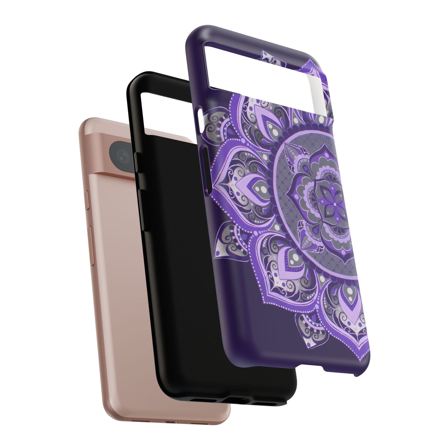 Purple Mandala Tough Phone Case — Protective Floral Boho Phone Cover