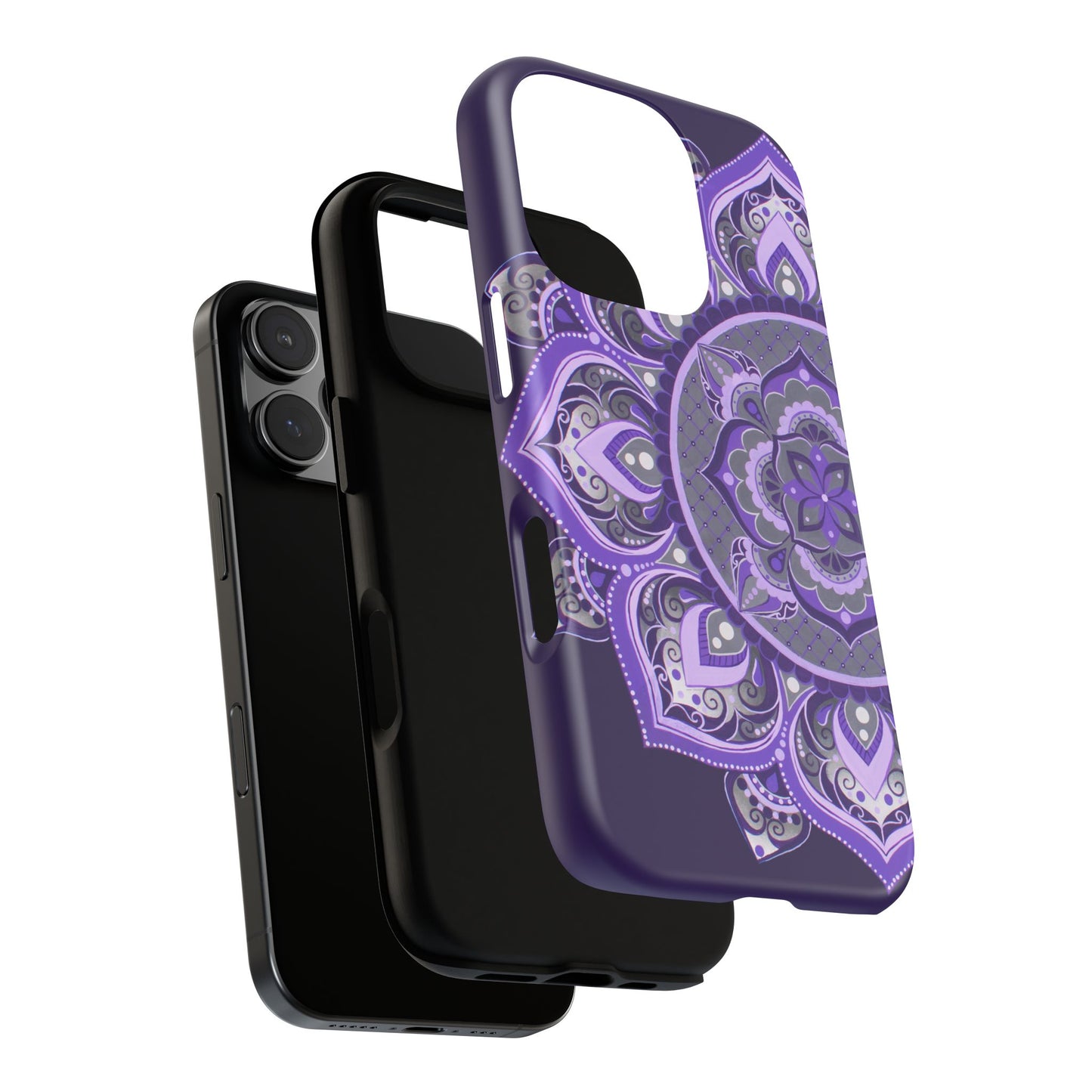 Purple Mandala Tough Phone Case — Protective Floral Boho Phone Cover