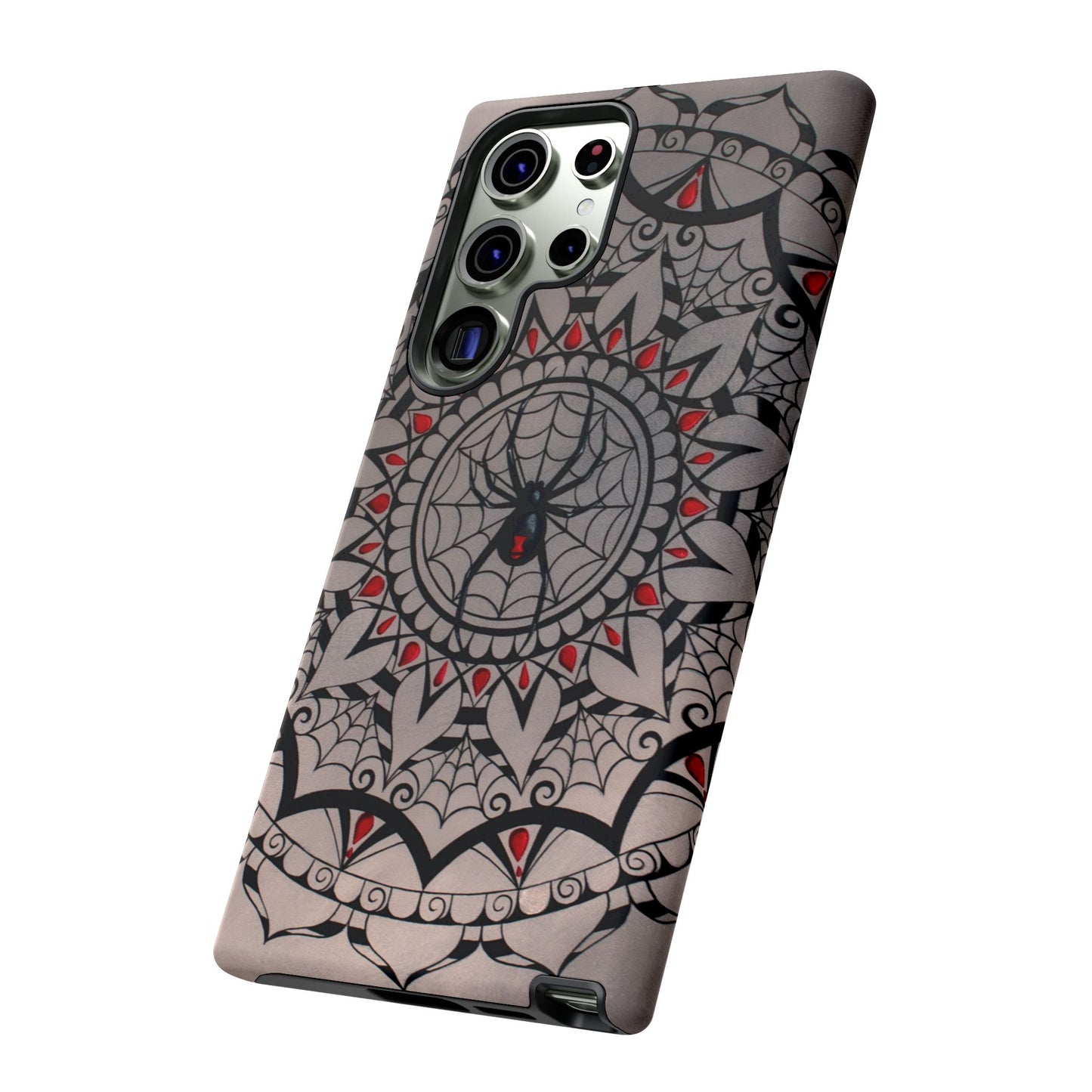Mandala Spider Tough Phone Case - Gothic Red & Black Protective Cover