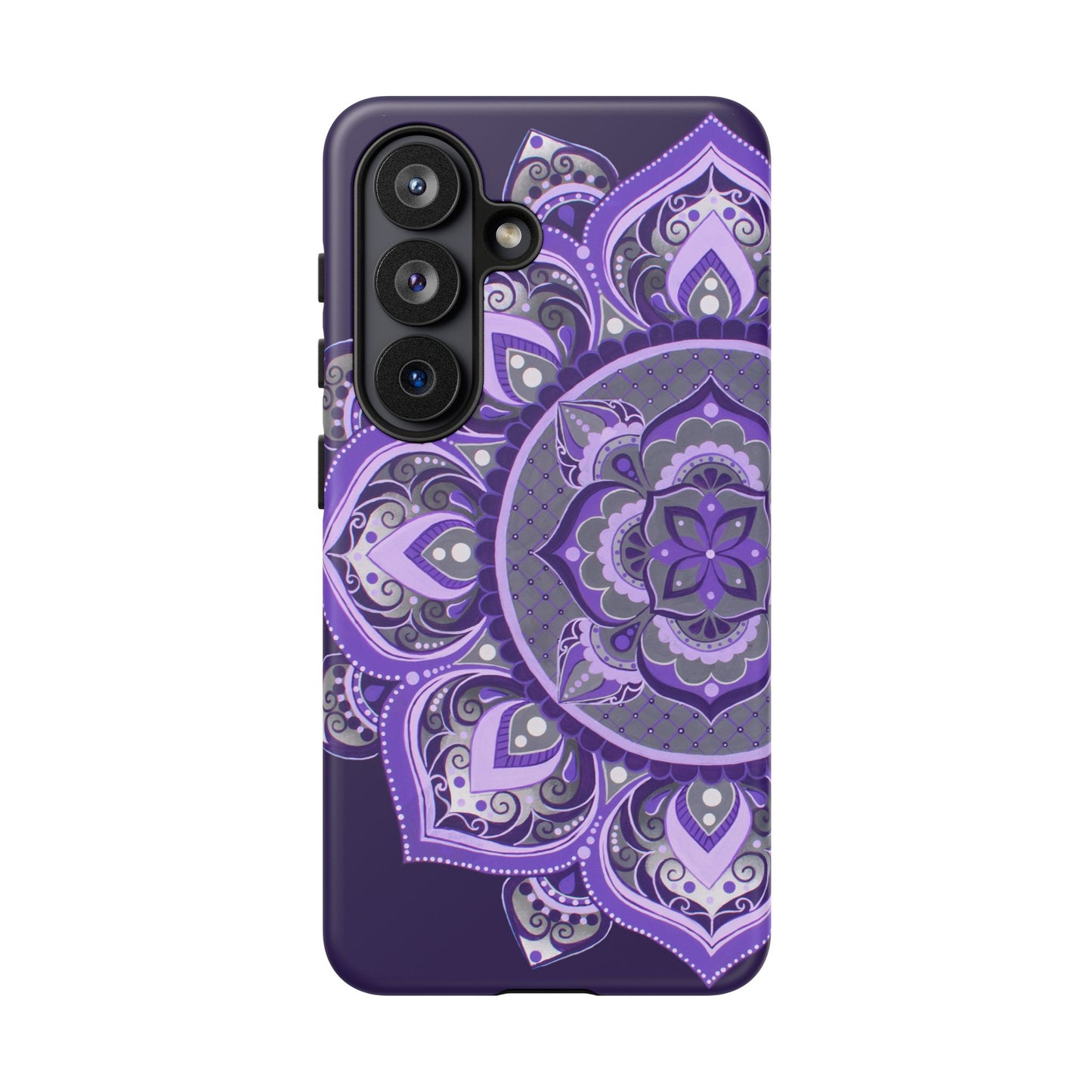 Purple Mandala Tough Phone Case — Protective Floral Boho Phone Cover