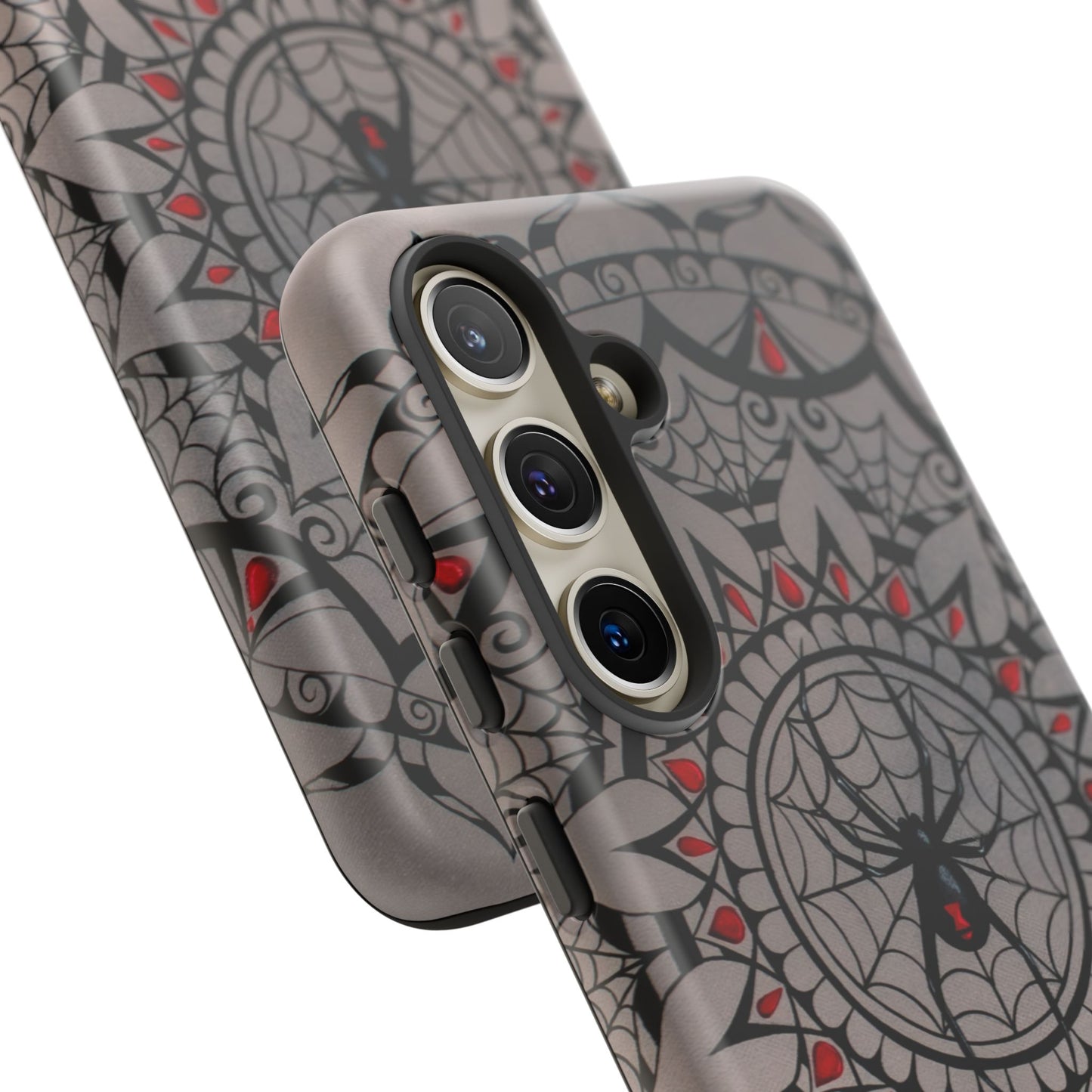 Mandala Spider Tough Phone Case - Gothic Red & Black Protective Cover