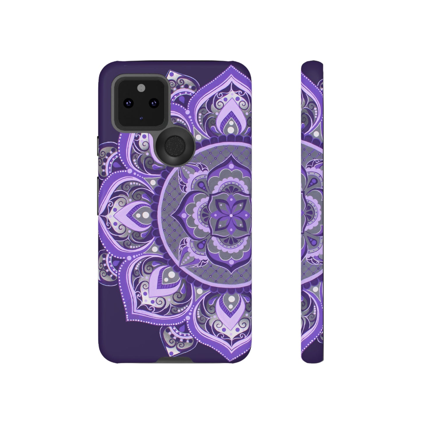 Purple Mandala Tough Phone Case — Protective Floral Boho Phone Cover
