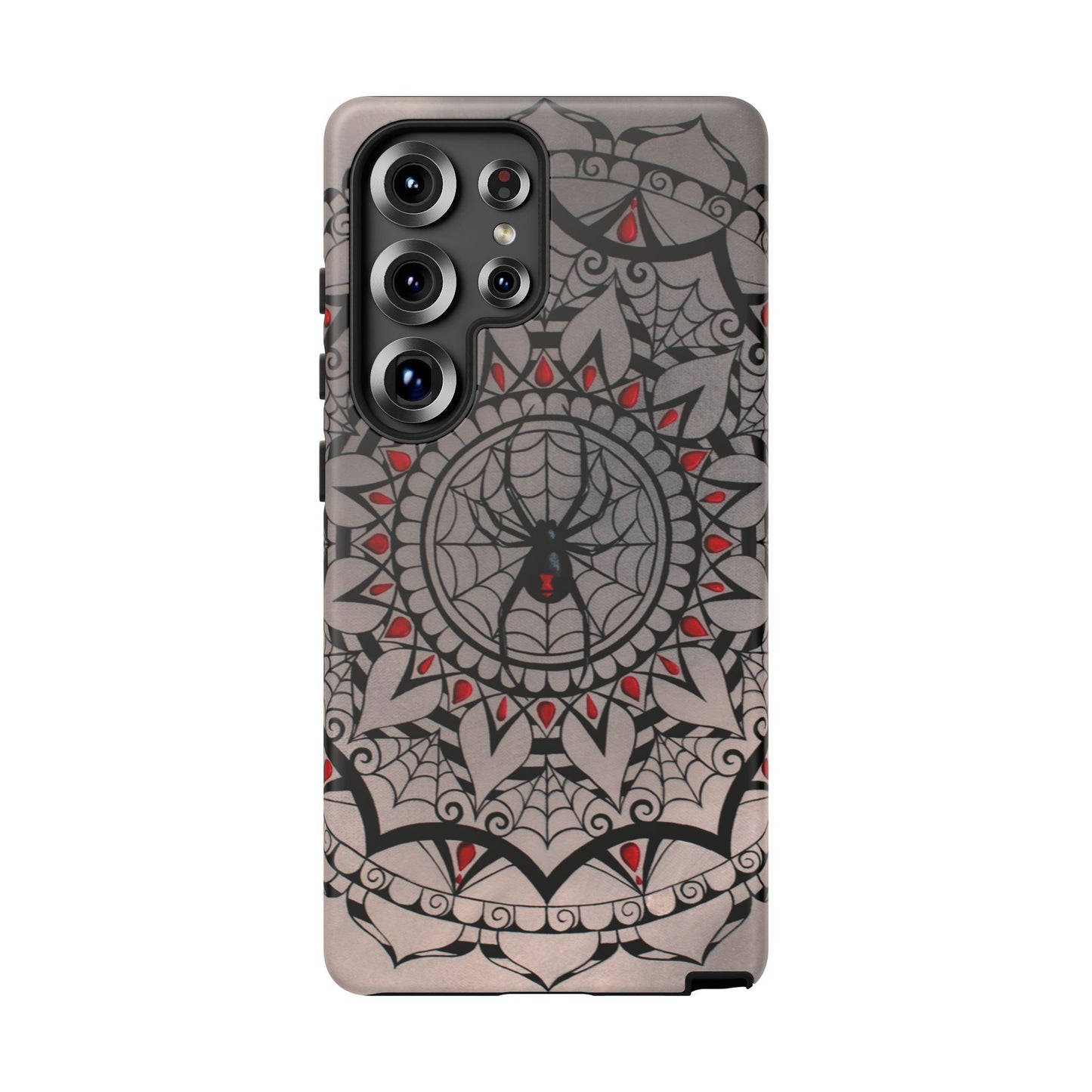 Mandala Spider Tough Phone Case - Gothic Red & Black Protective Cover