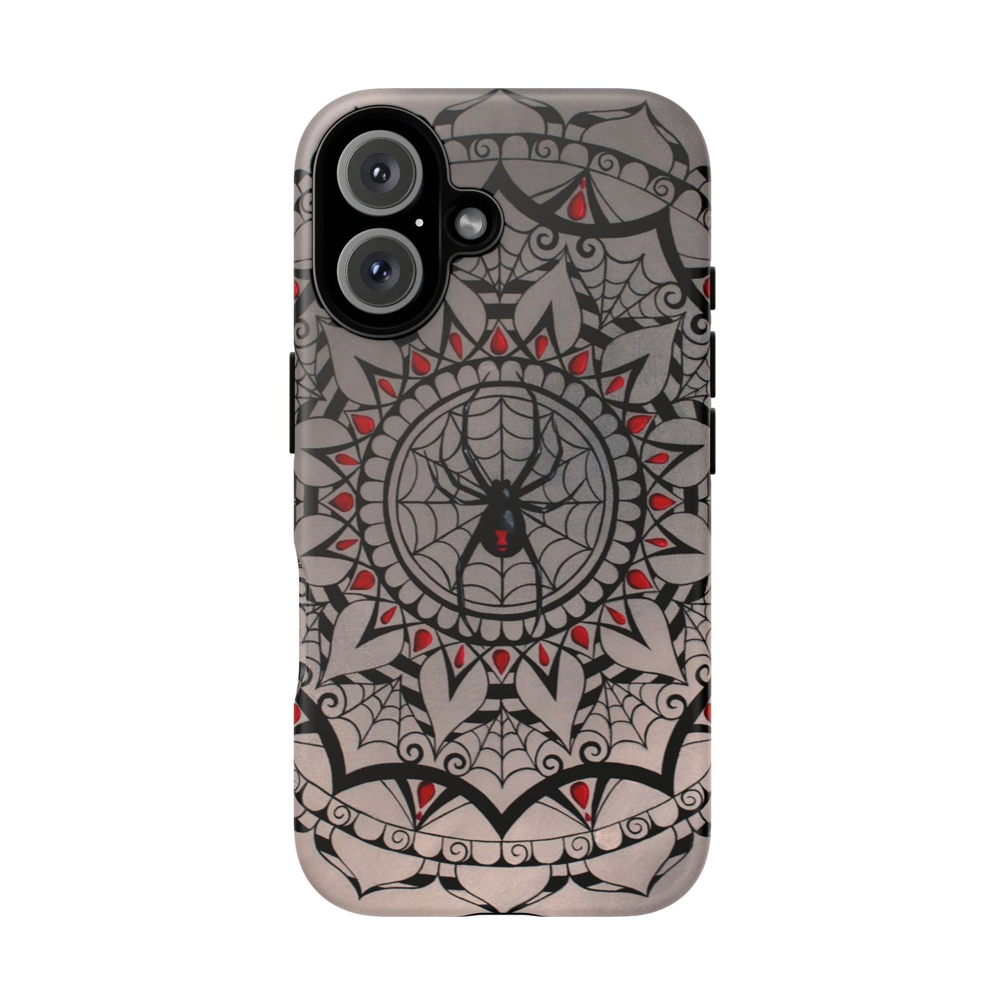 Mandala Spider Tough Phone Case - Gothic Red & Black Protective Cover