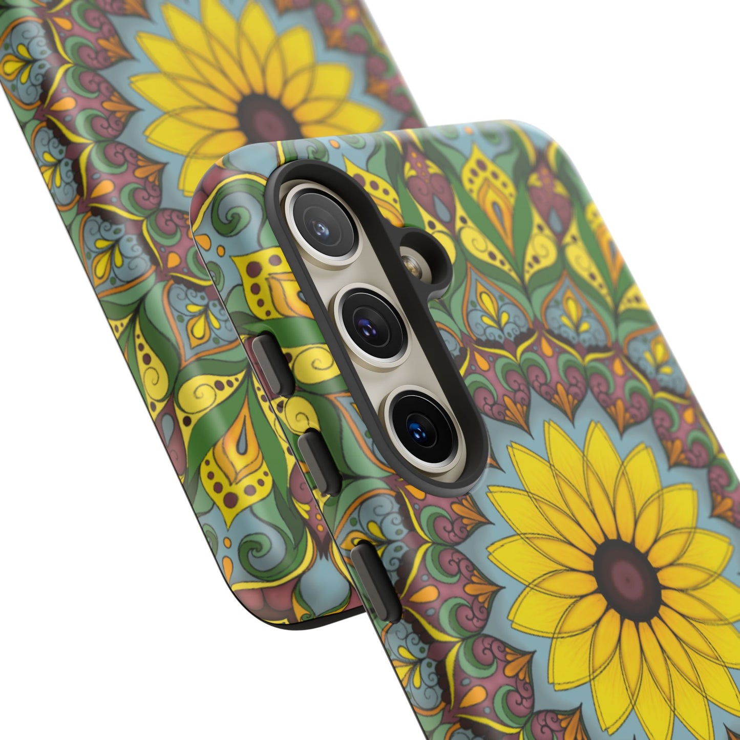 "Black Eyed Susan" Mandala Phone Case — Floral Boho Tough Case