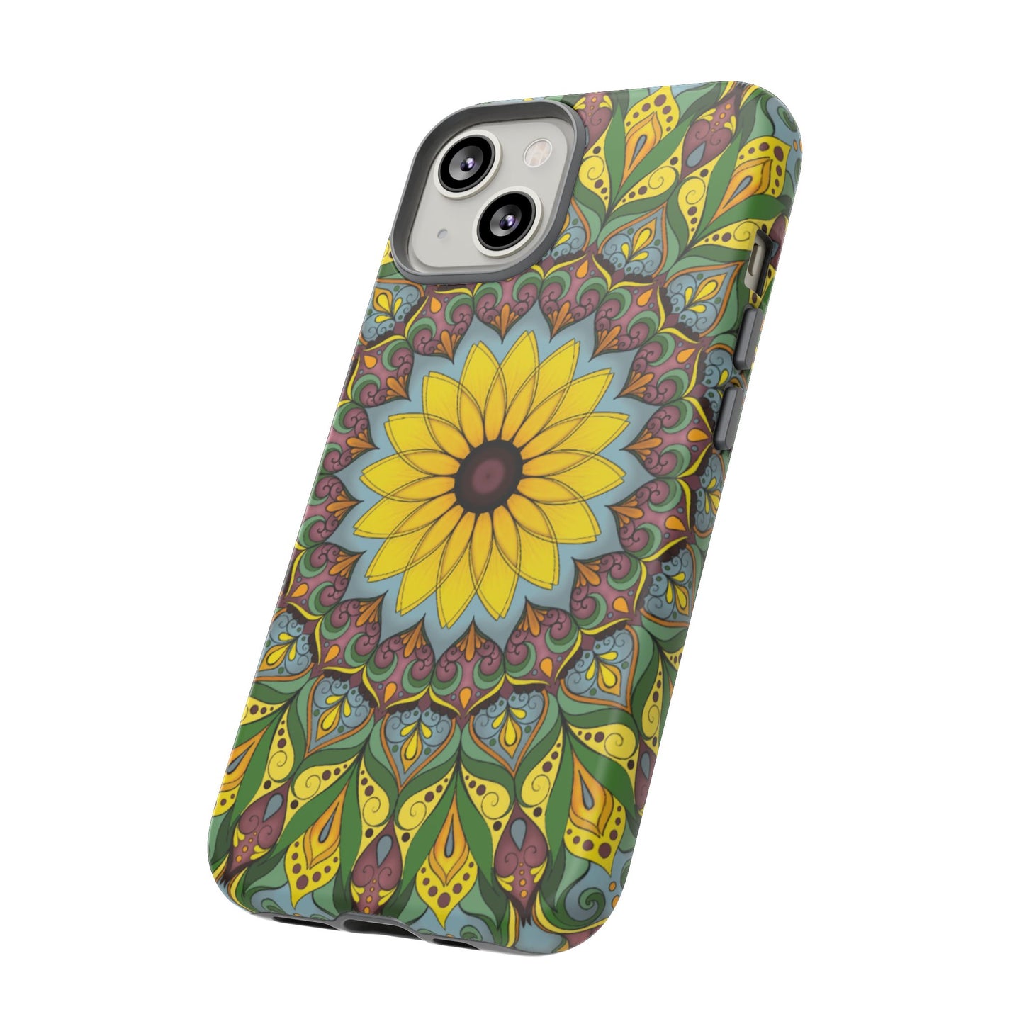 "Black Eyed Susan" Mandala Phone Case — Floral Boho Tough Case