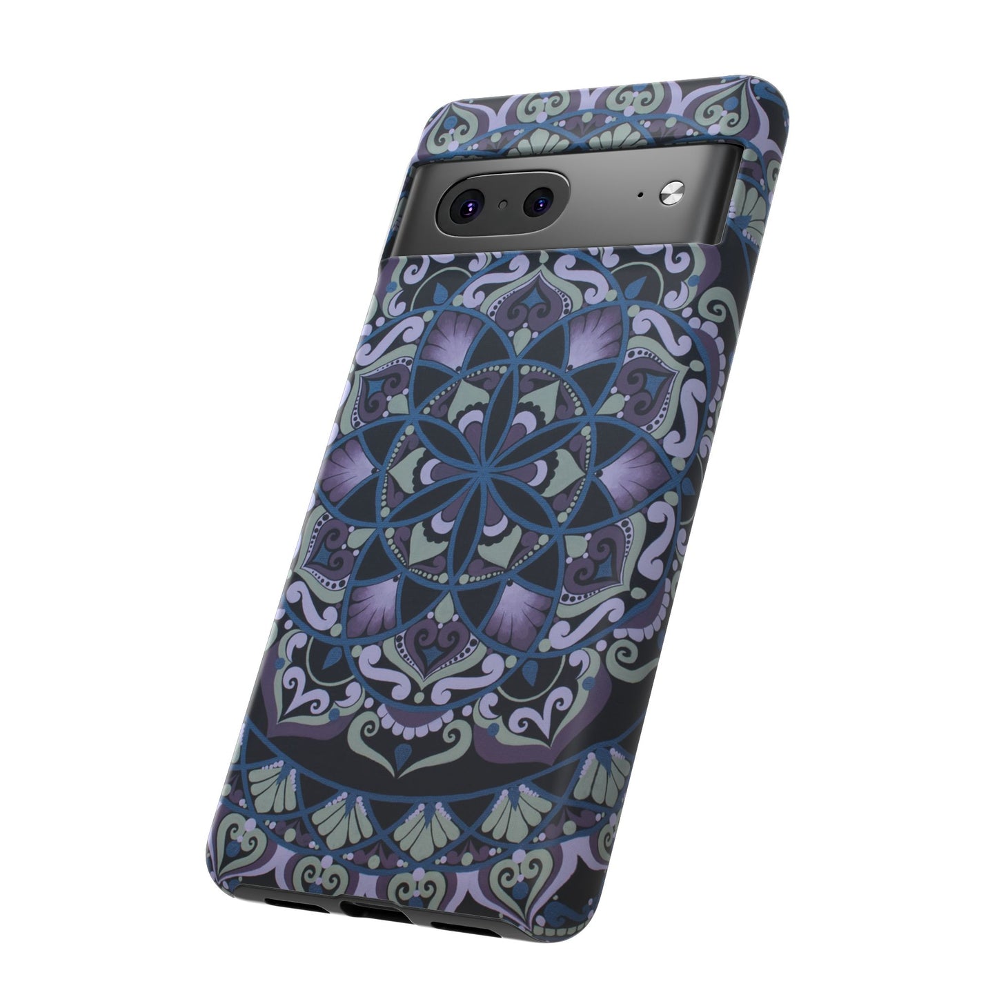 "Wisteria Bloom" Mandala Floral Tough Phone Case — Purple Blue Boho Protective Cover