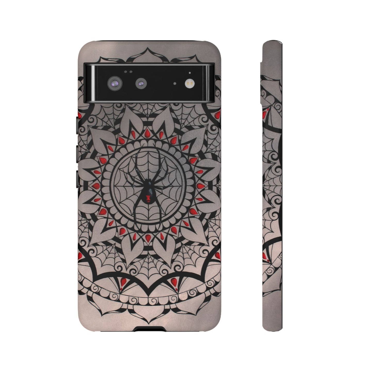 Mandala Spider Tough Phone Case - Gothic Red & Black Protective Cover