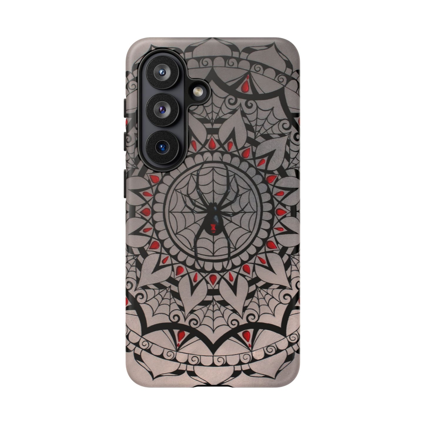 Mandala Spider Tough Phone Case - Gothic Red & Black Protective Cover