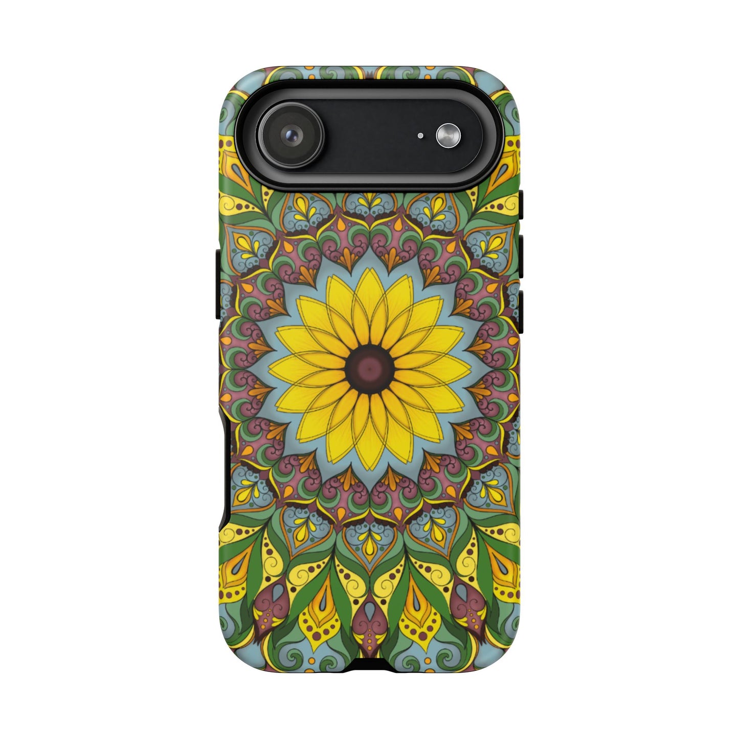 "Black Eyed Susan" Mandala Phone Case — Floral Boho Tough Case