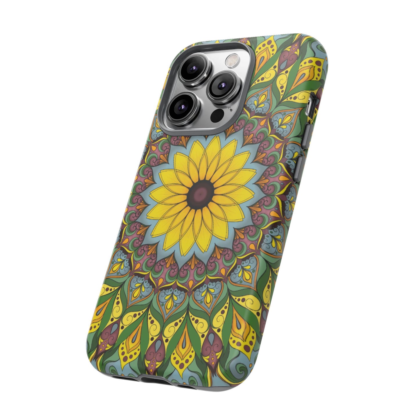 "Black Eyed Susan" Mandala Phone Case — Floral Boho Tough Case