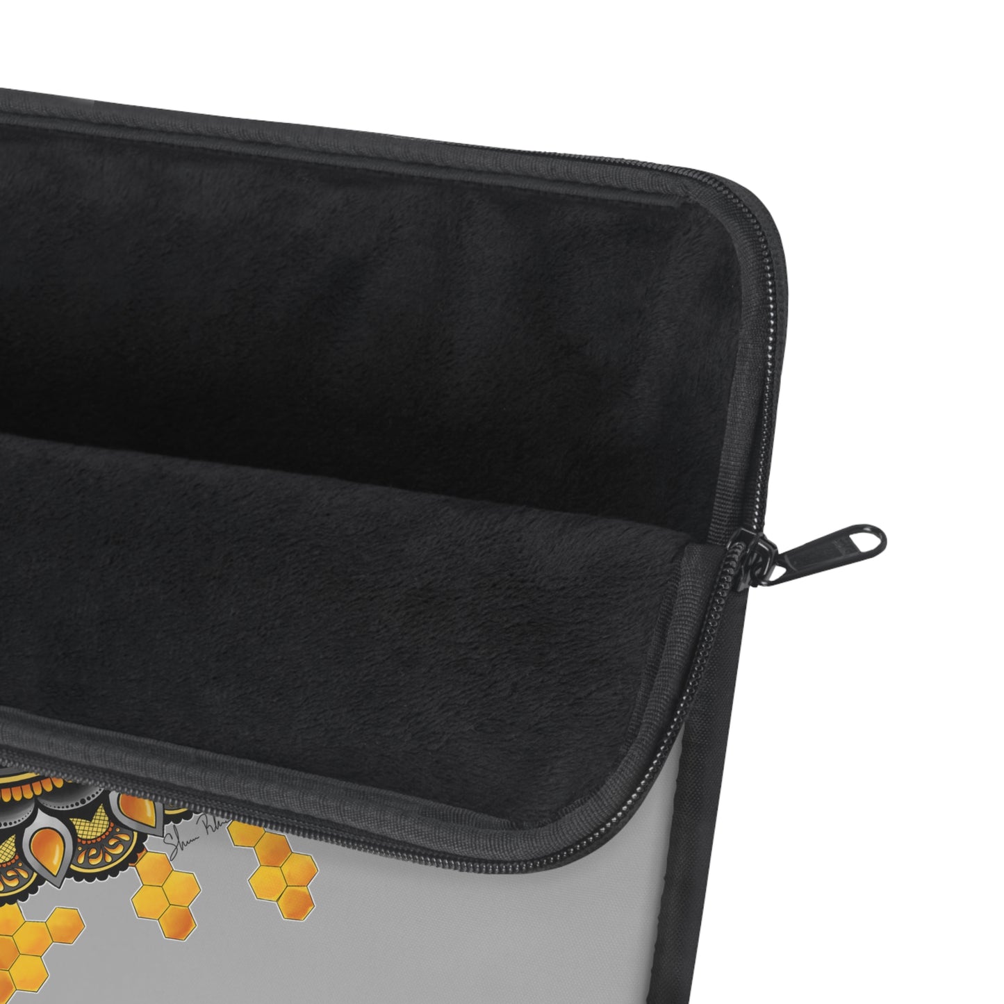 Personalized Honeybee Laptop Sleeve — Custom Name Botanical Mandala Design