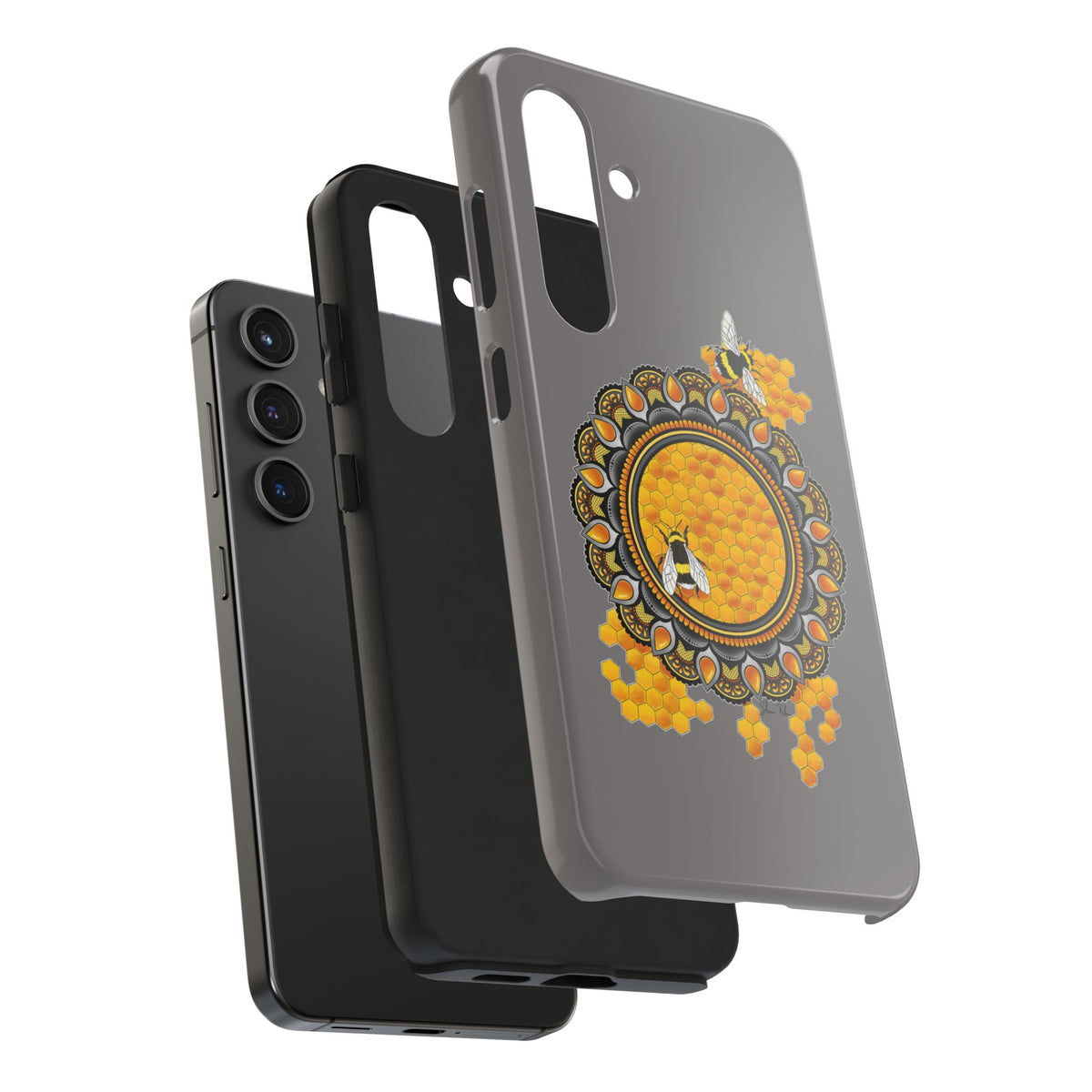 Bee Honeycomb Mandala Tough Phone Case — Artisan Honey Bees Protective Cover