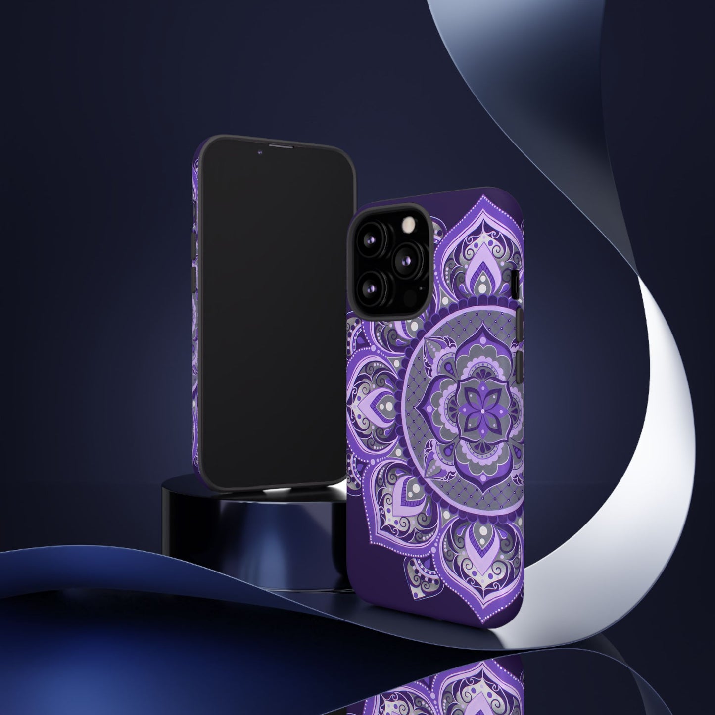 Purple Mandala Tough Phone Case — Protective Floral Boho Phone Cover