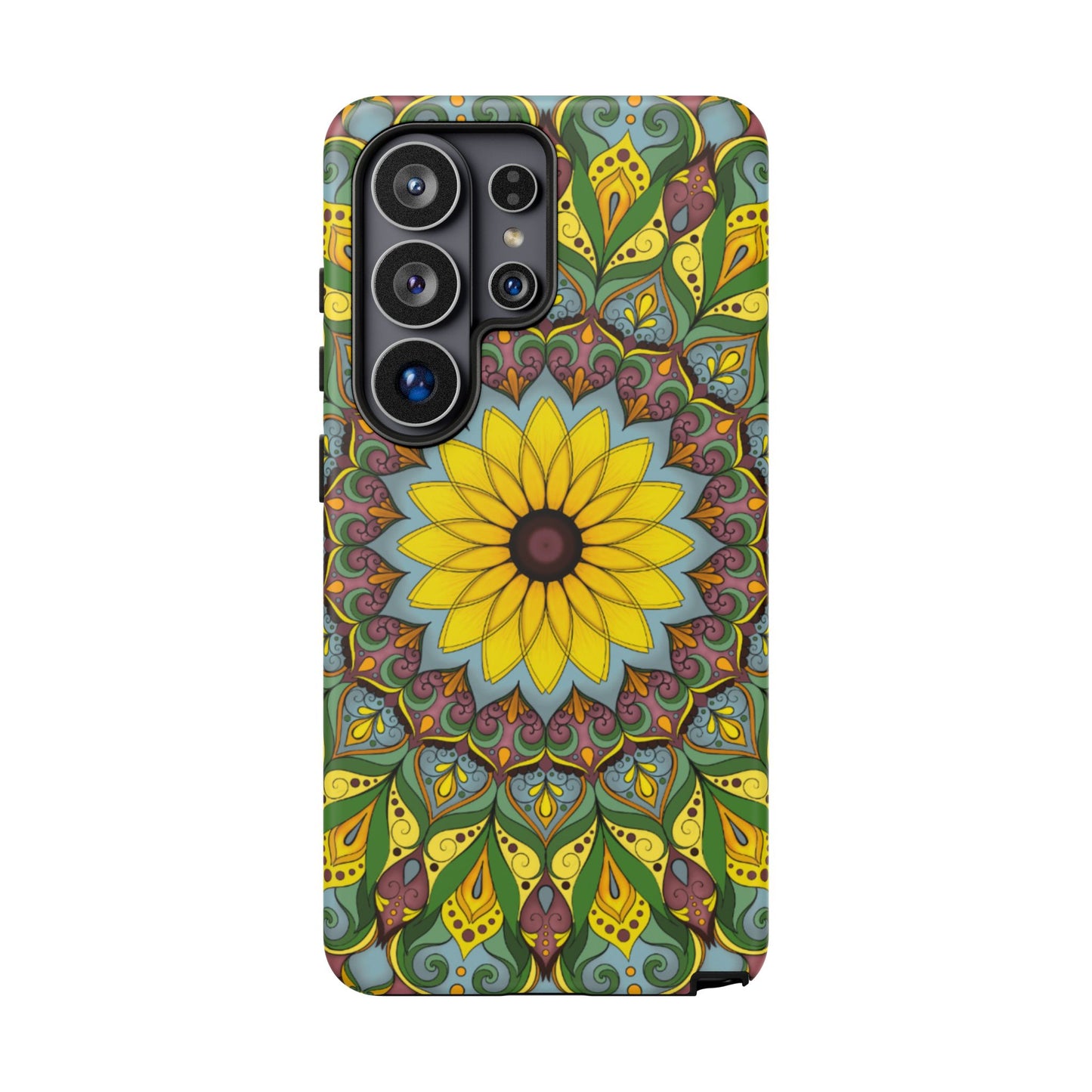"Black Eyed Susan" Mandala Phone Case — Floral Boho Tough Case