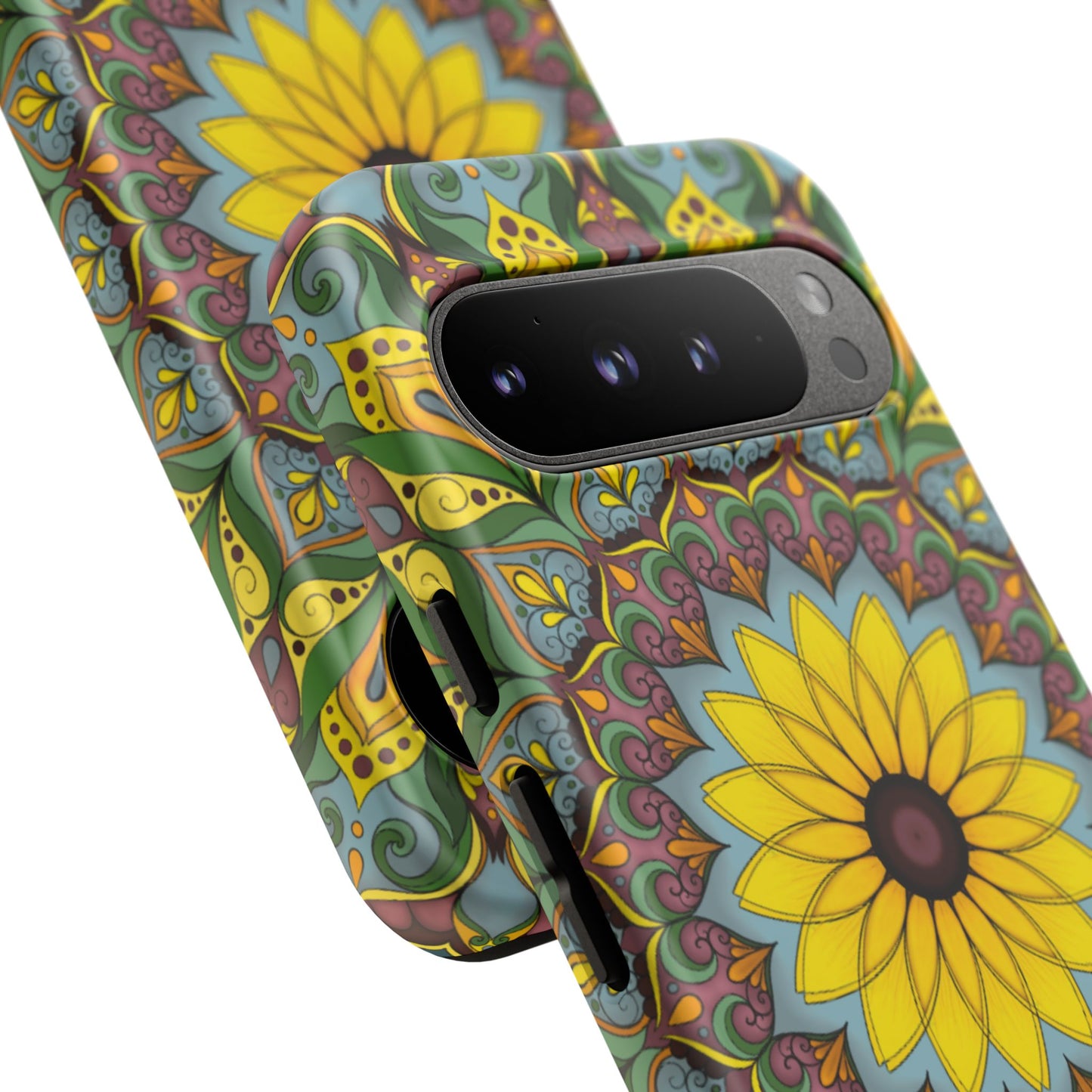 "Black Eyed Susan" Mandala Phone Case — Floral Boho Tough Case