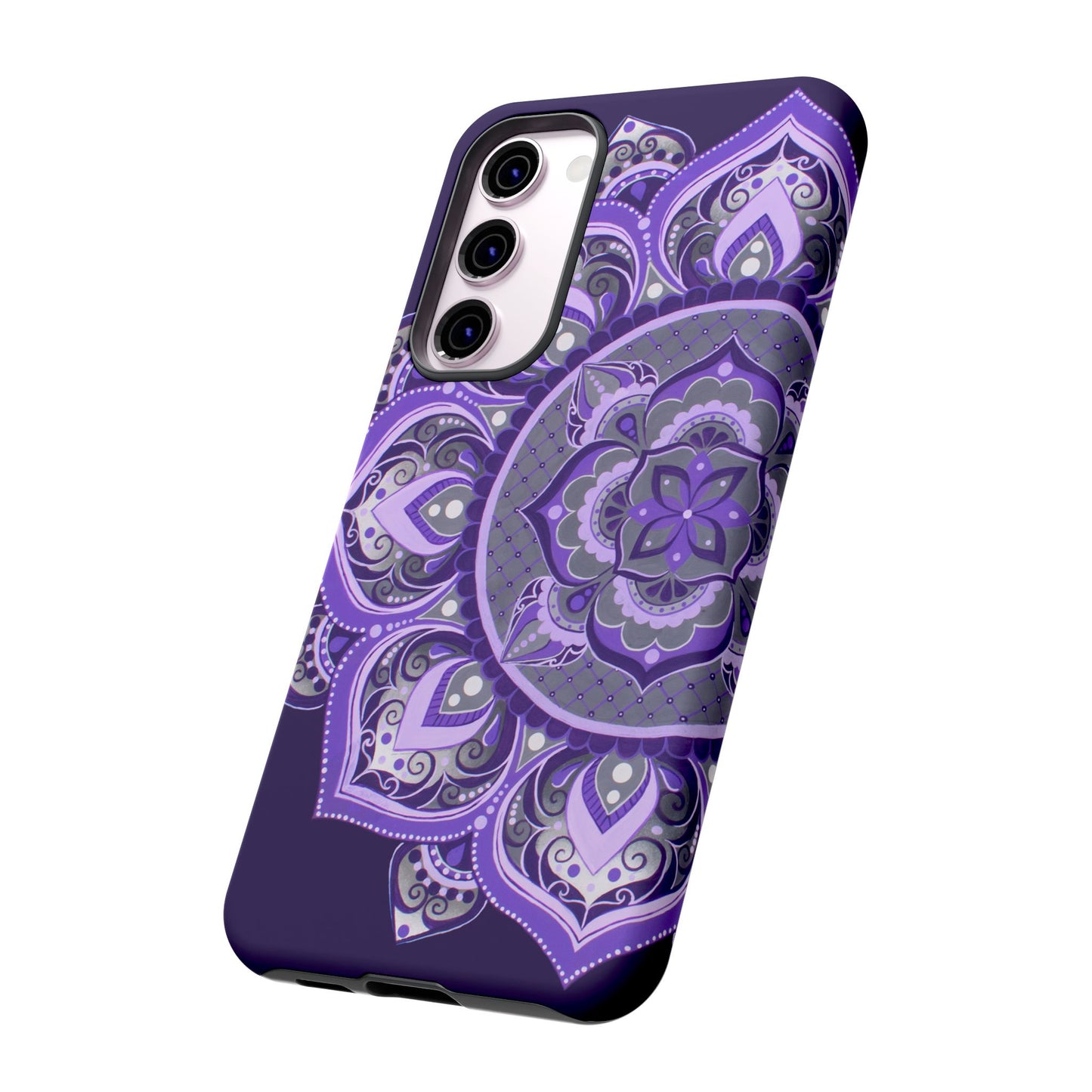 Purple Mandala Tough Phone Case — Protective Floral Boho Phone Cover