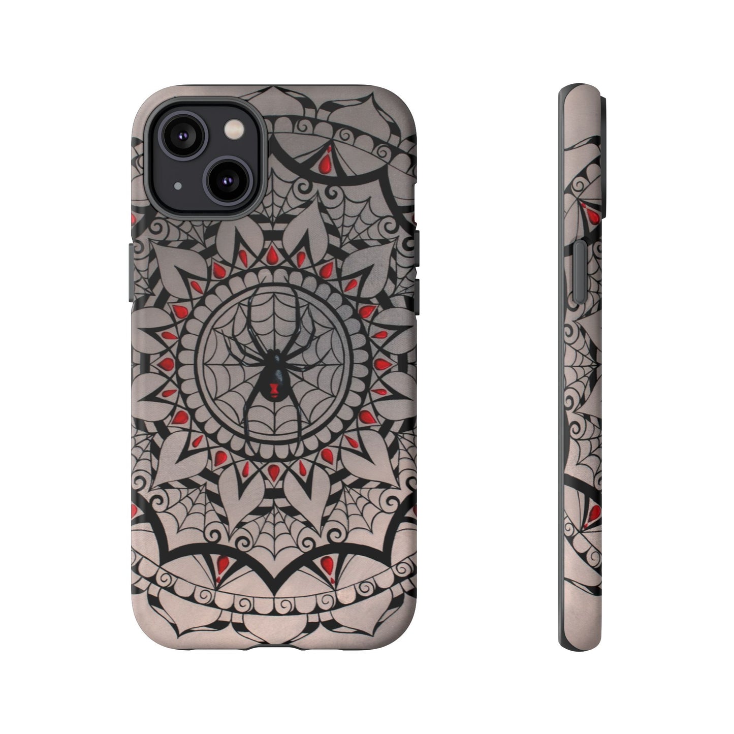 Mandala Spider Tough Phone Case - Gothic Red & Black Protective Cover