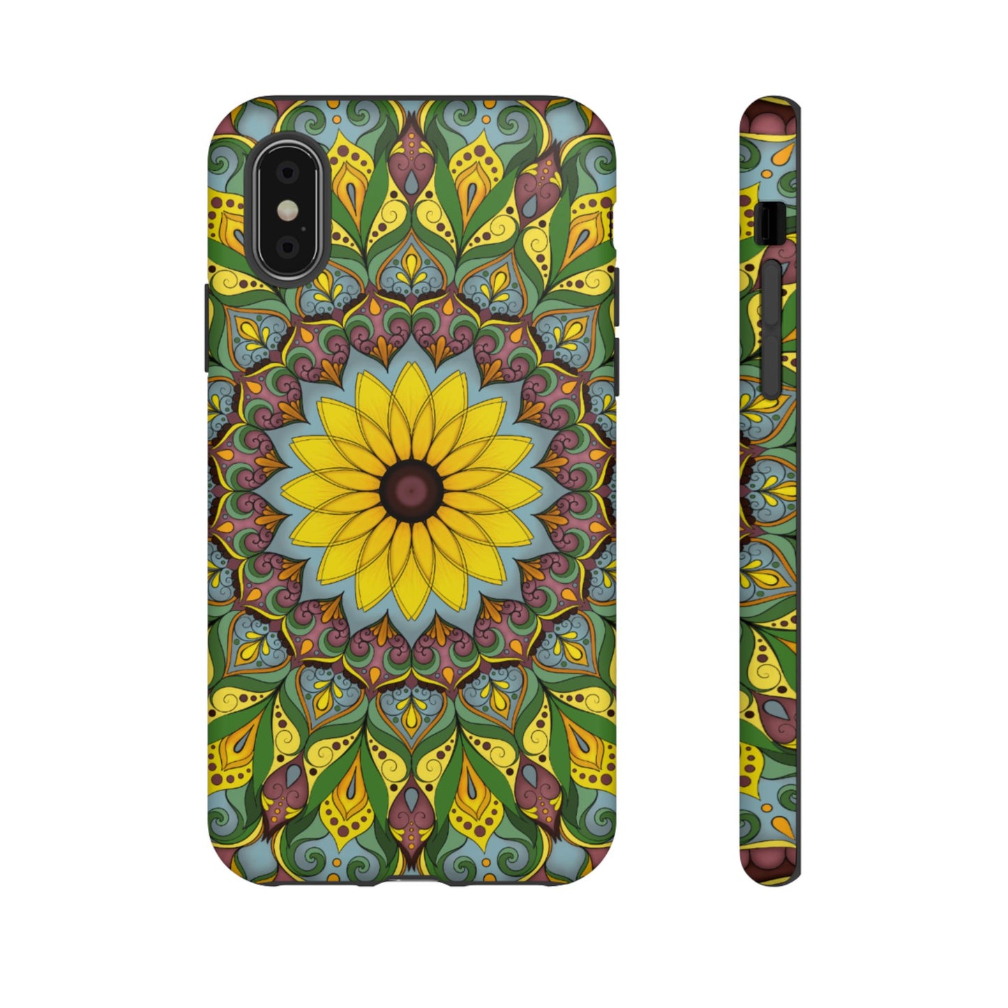 "Black Eyed Susan" Mandala Phone Case — Floral Boho Tough Case