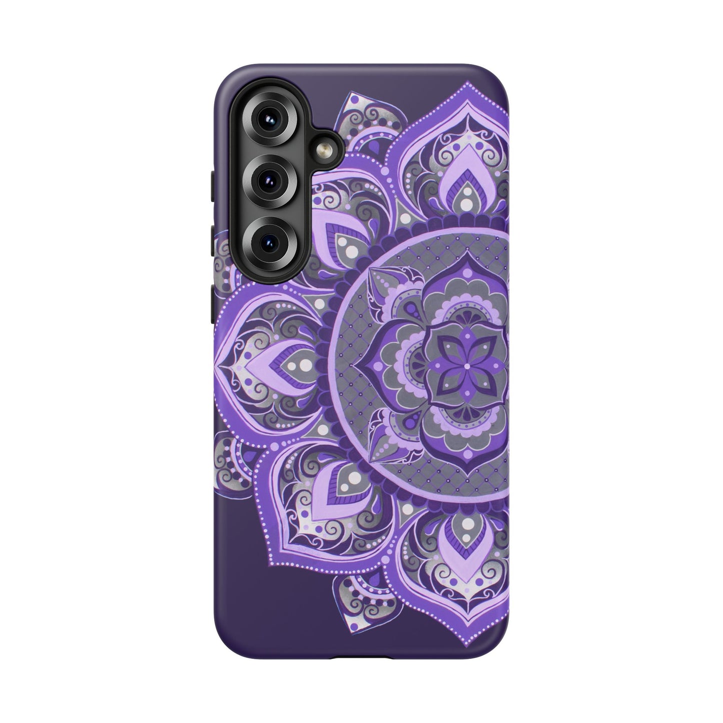 Purple Mandala Tough Phone Case — Protective Floral Boho Phone Cover