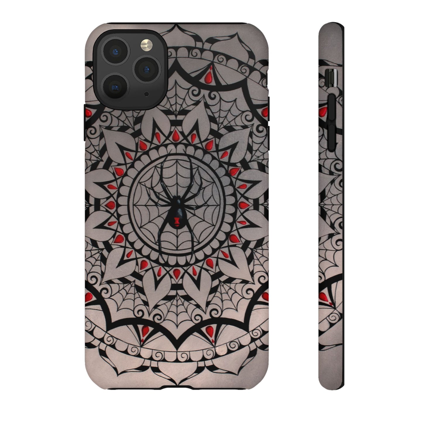 Mandala Spider Tough Phone Case - Gothic Red & Black Protective Cover