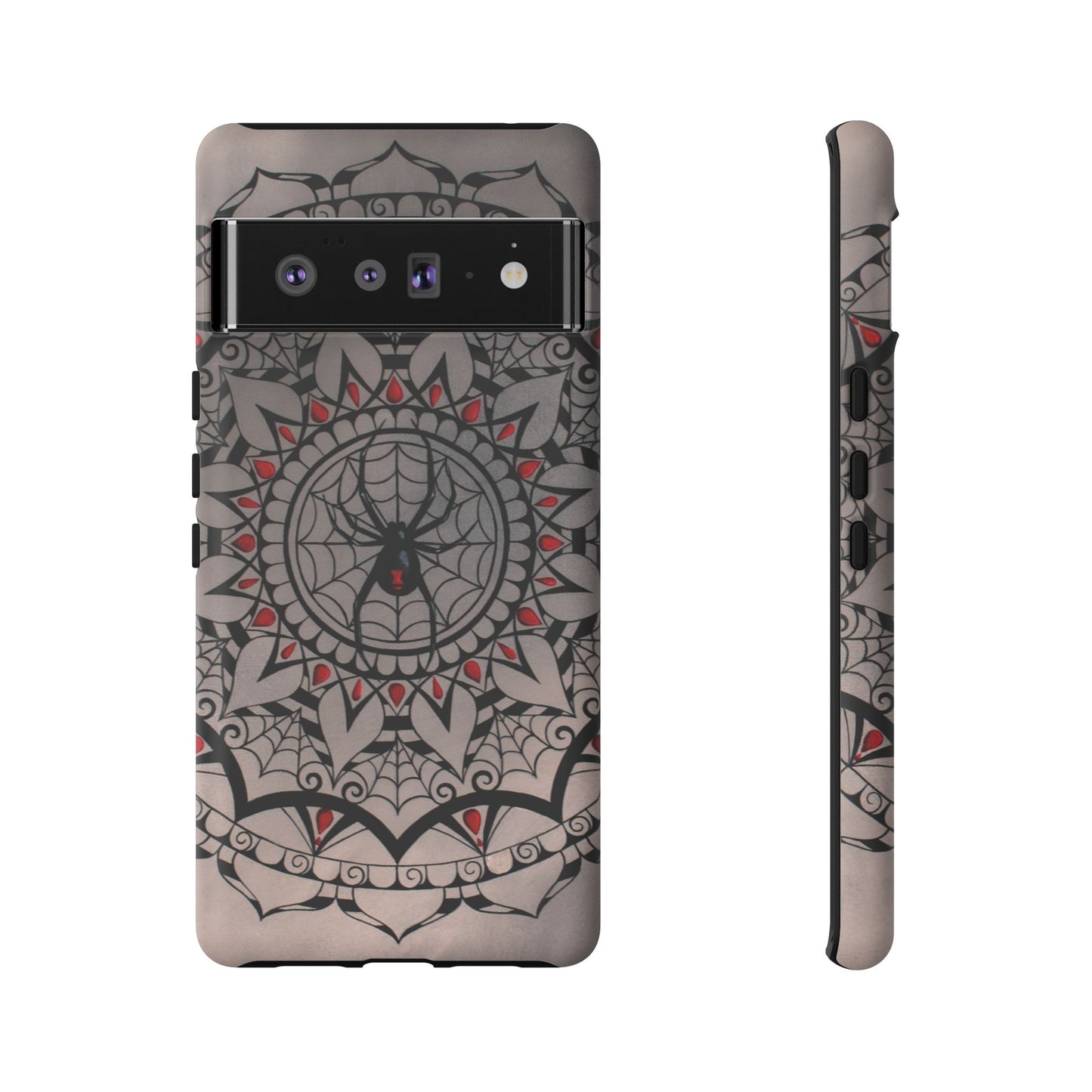 Mandala Spider Tough Phone Case - Gothic Red & Black Protective Cover